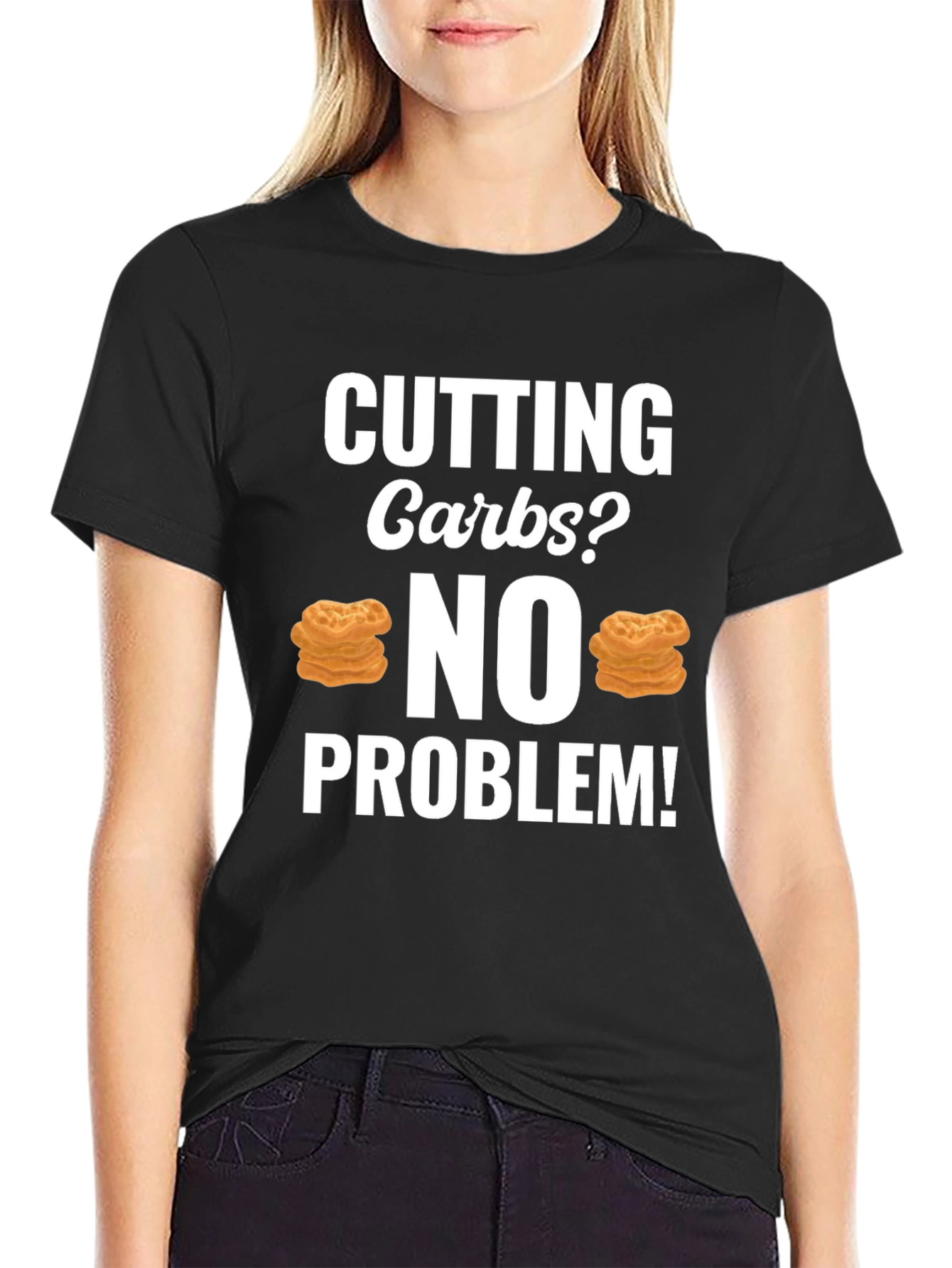 Black Cutting Carbs? No Problem T-Shirt view 2
