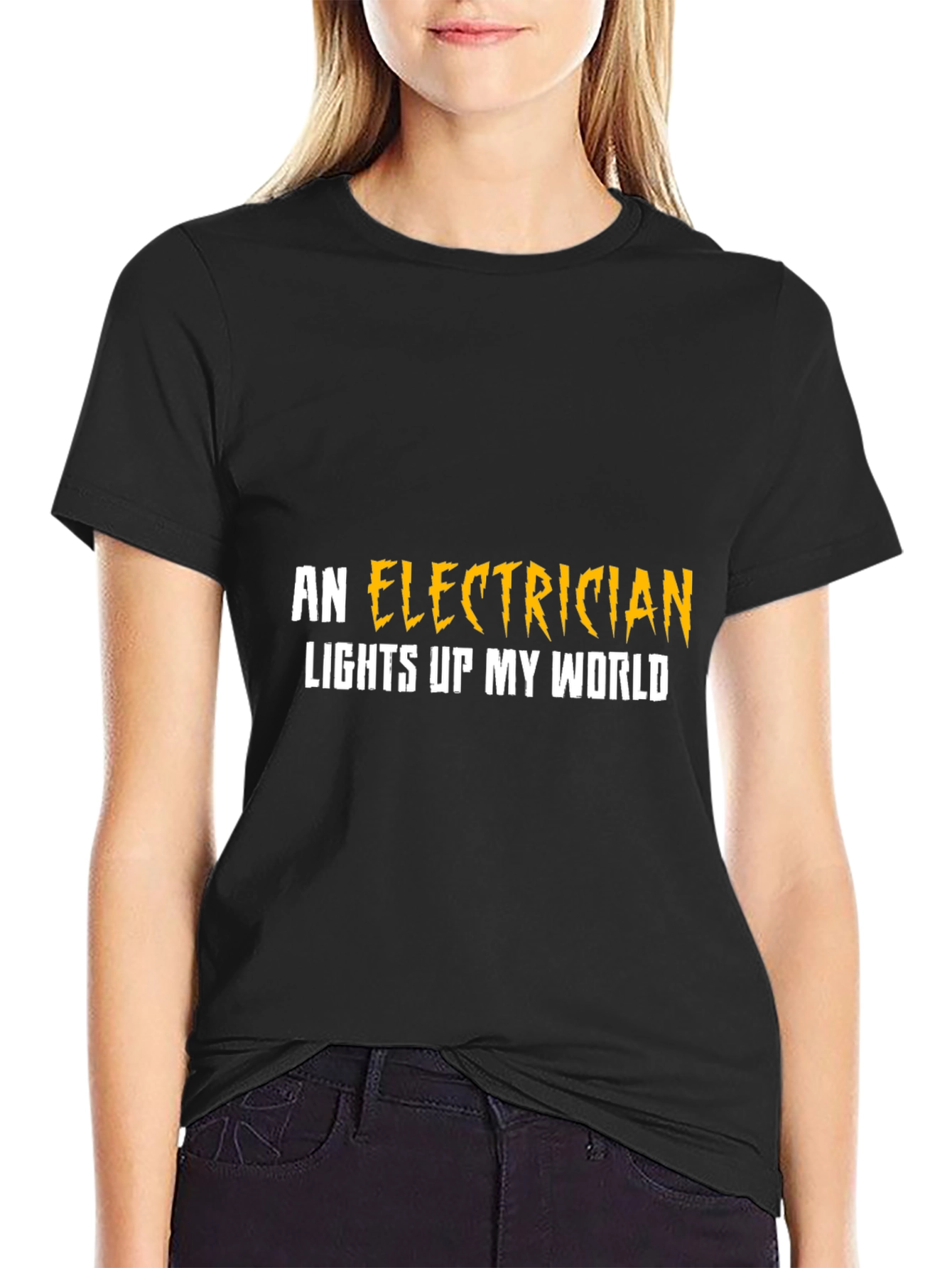 Black Electrician Lights Up My World T-Shirt view 2
