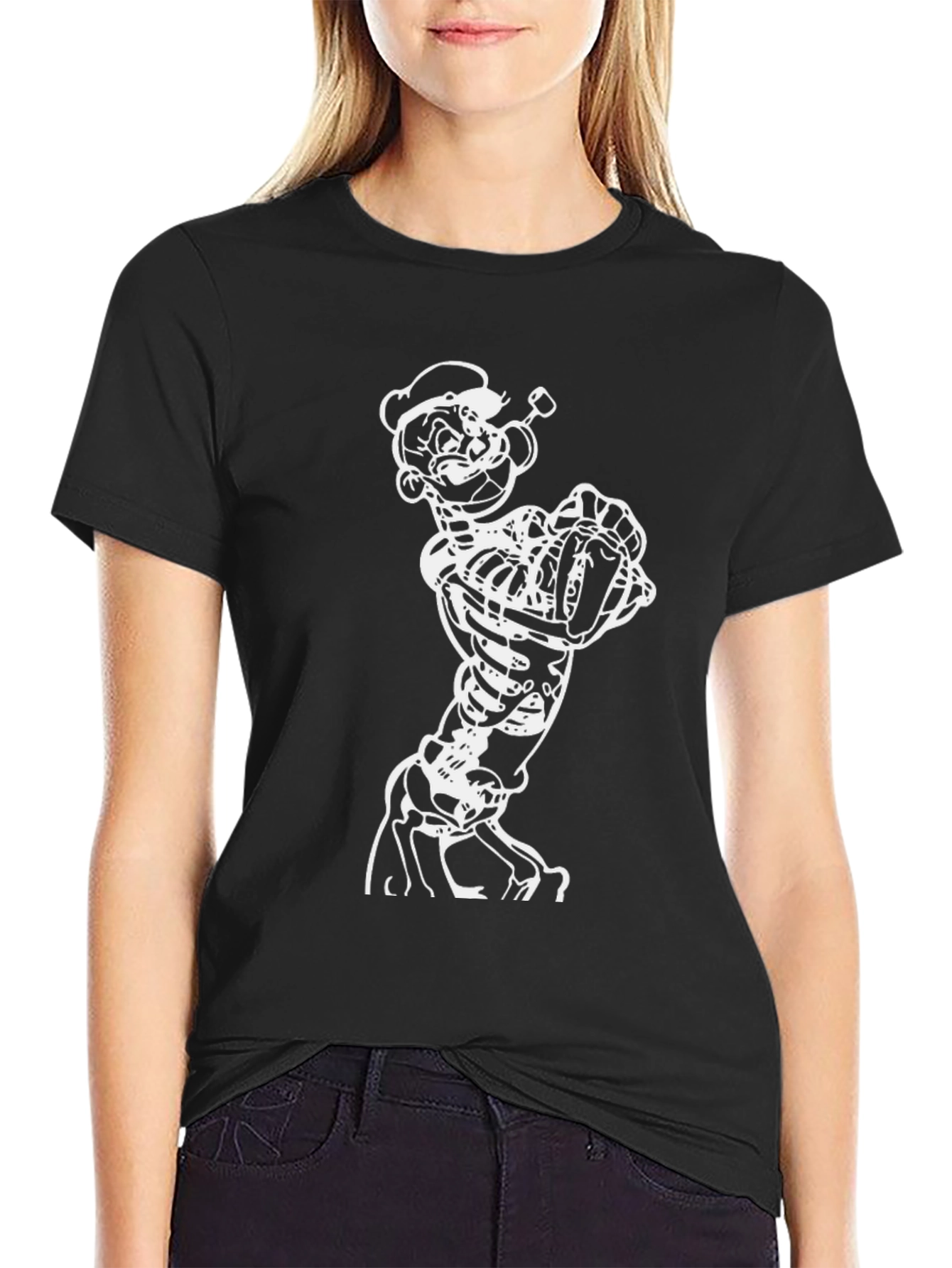 Black Popeye Skeleton Black T-Shirt view 2