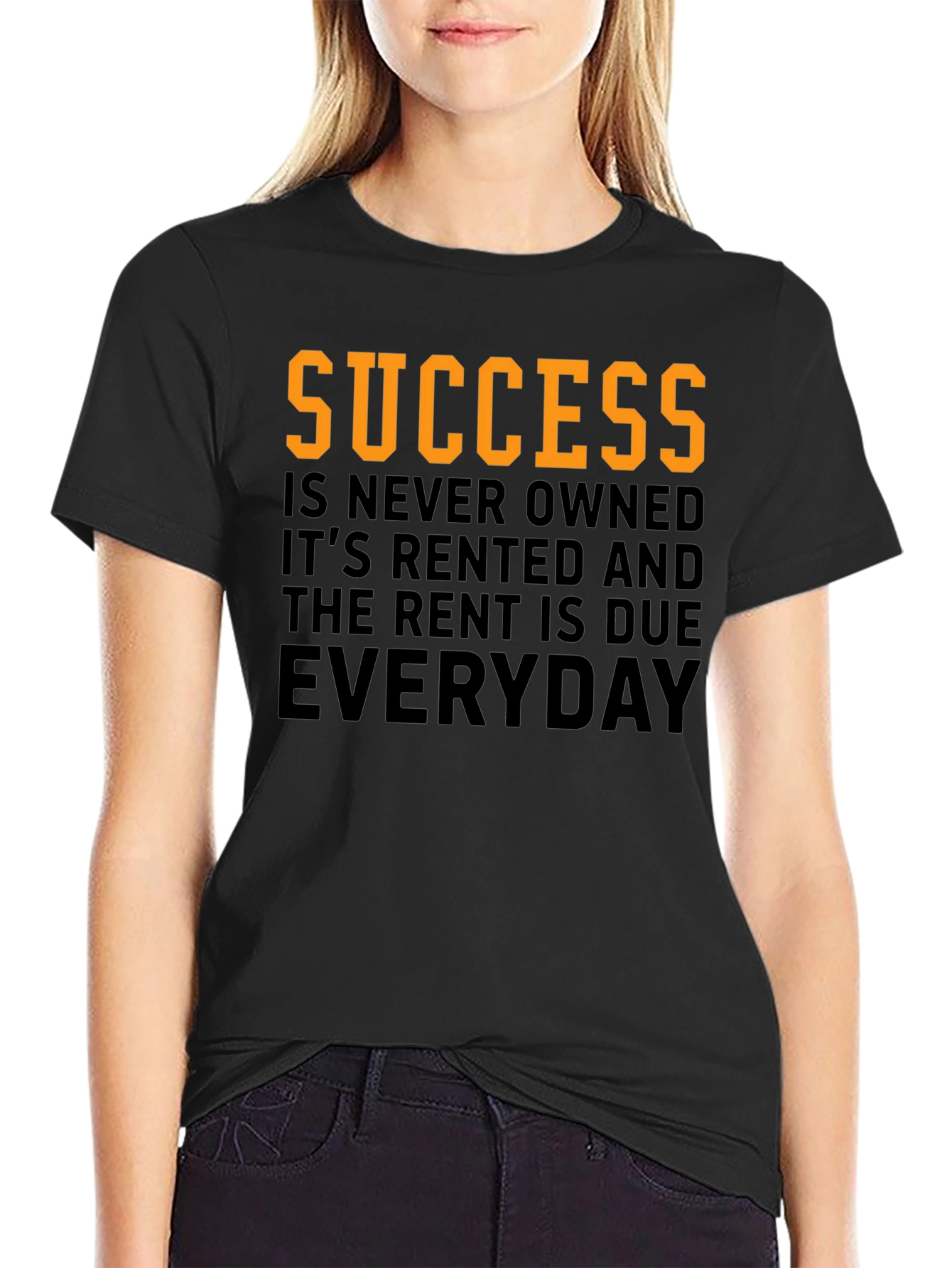 Black Success Rent Due Everyday Graphic Tee view 2