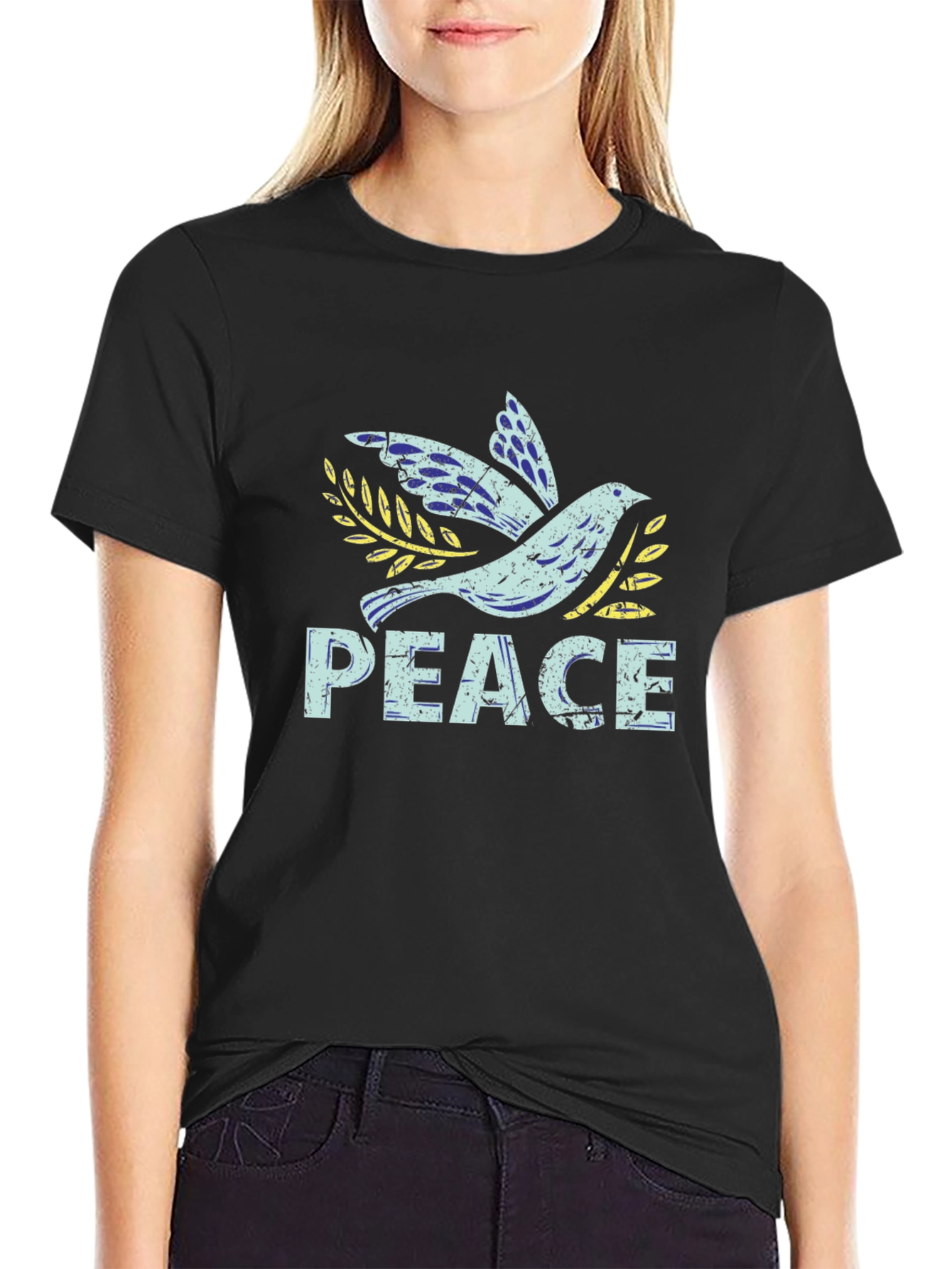 Black Peace Dove Graphic Tee - Unisex Soft Cotton Blend view 2