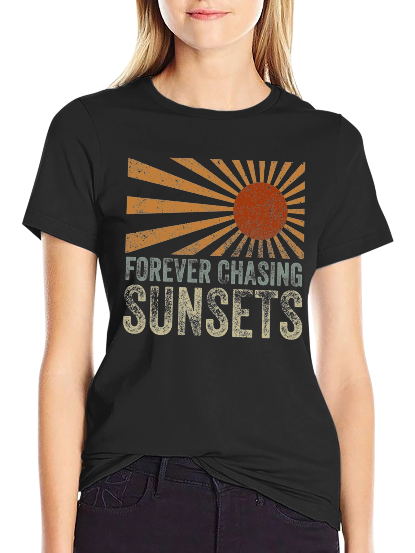 Black Sunset Chaser Graphic Tee - Retro Design view 2