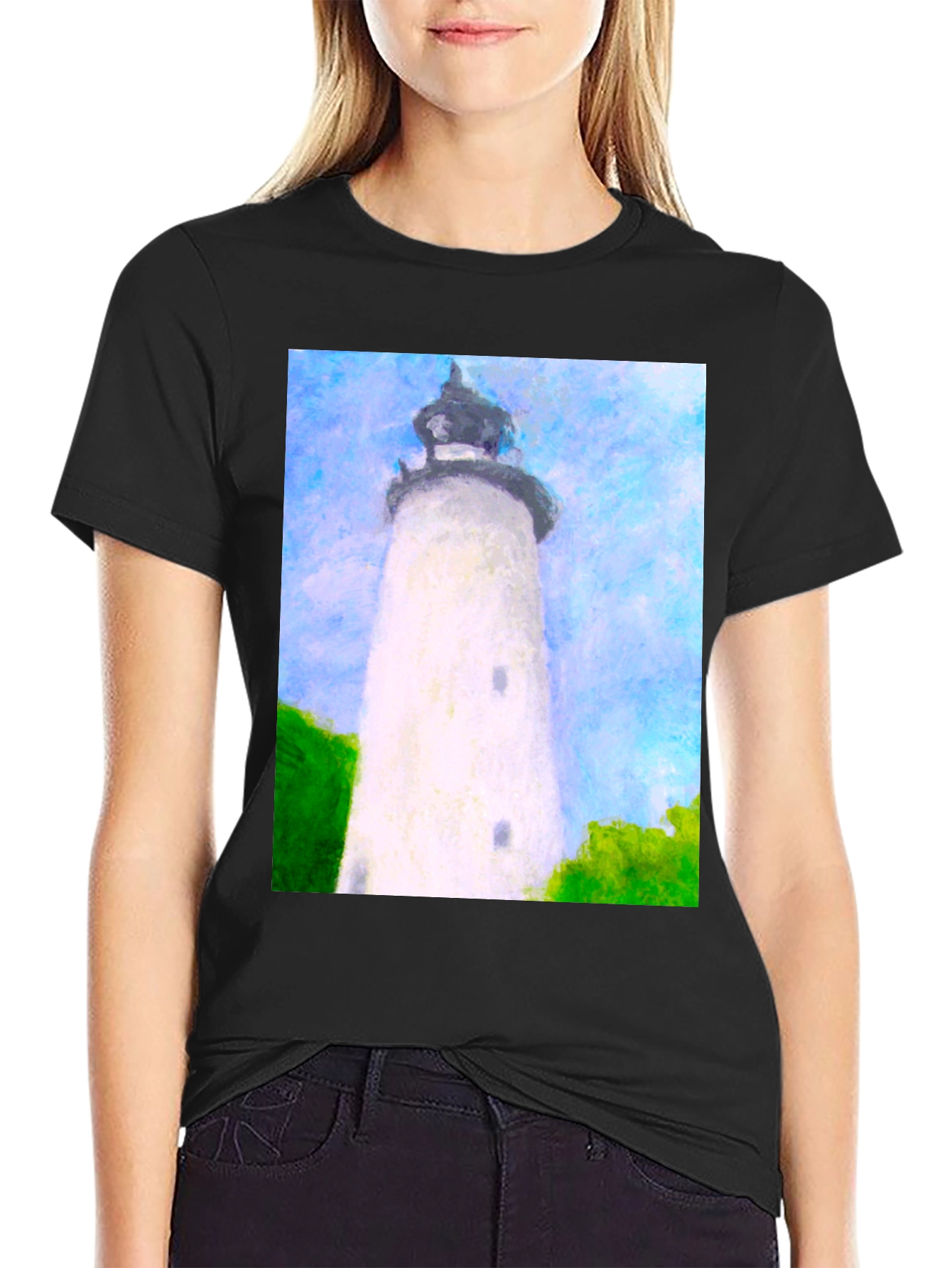 Lighthouse Art Graphic T-Shirt - Coastal Style Tee - 2