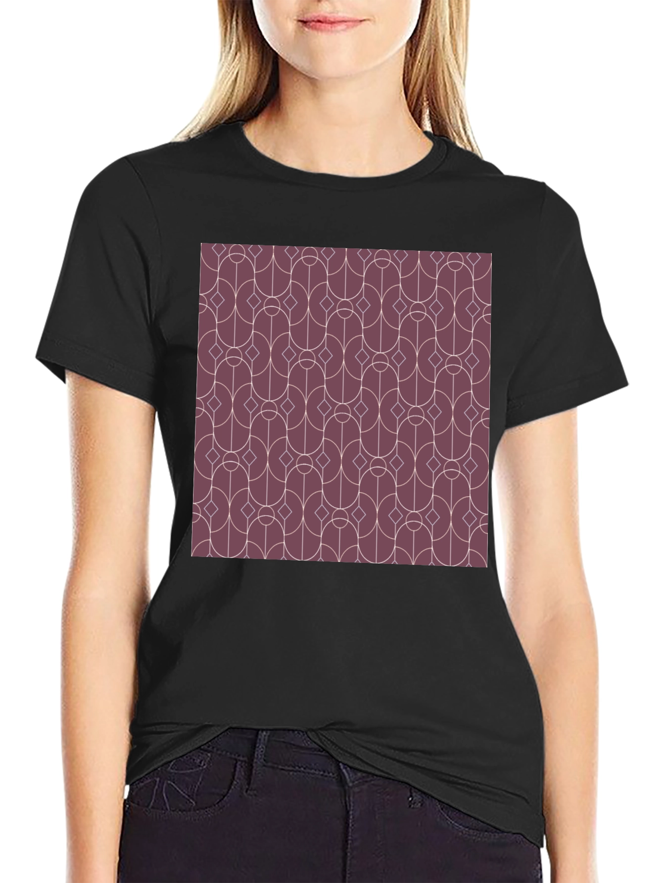 Black Geometric Pattern Graphic Tee - Modern Style view 2
