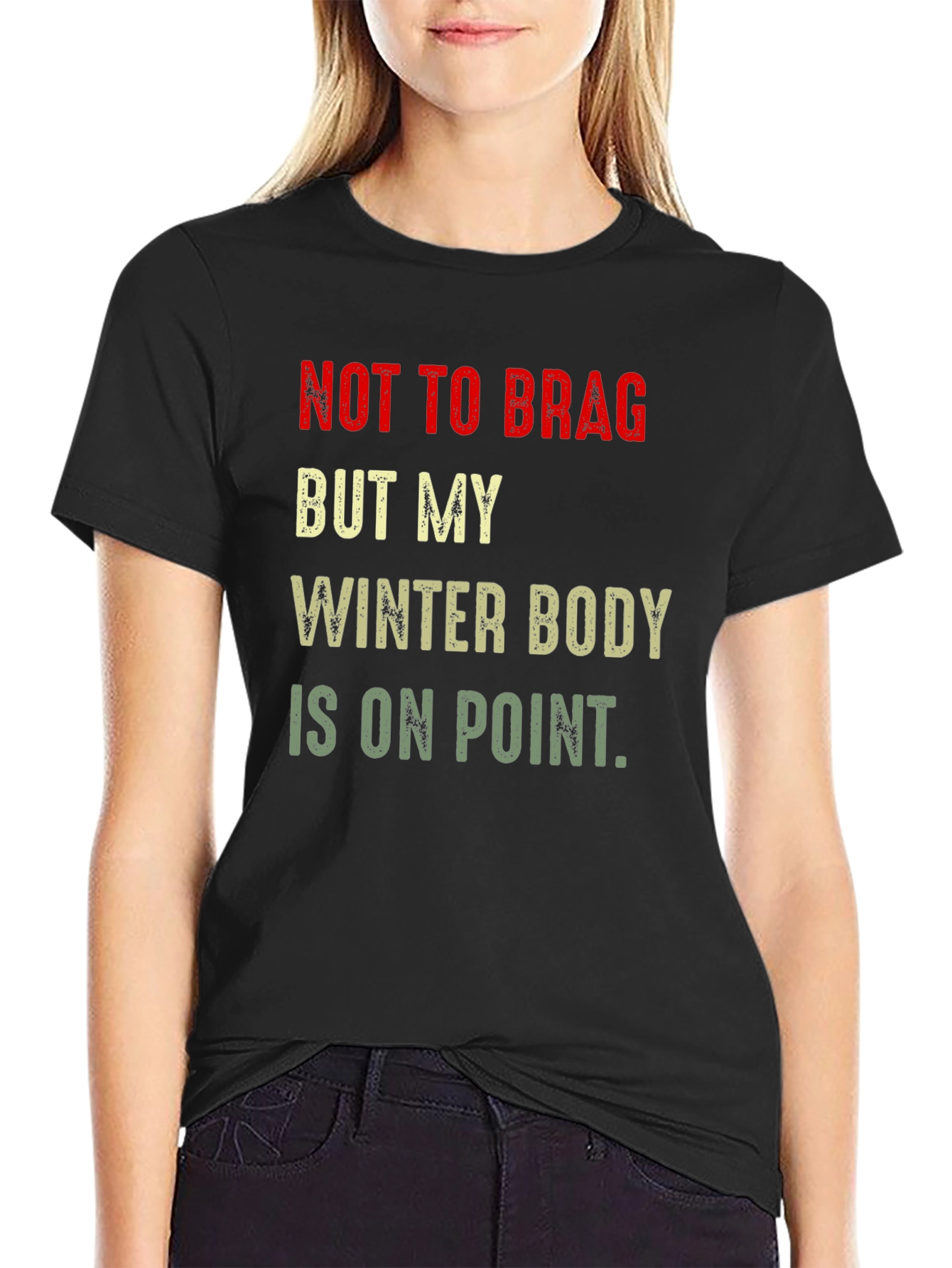 Black Winter Body On Point T-Shirt - Funny Graphic Tee view 2