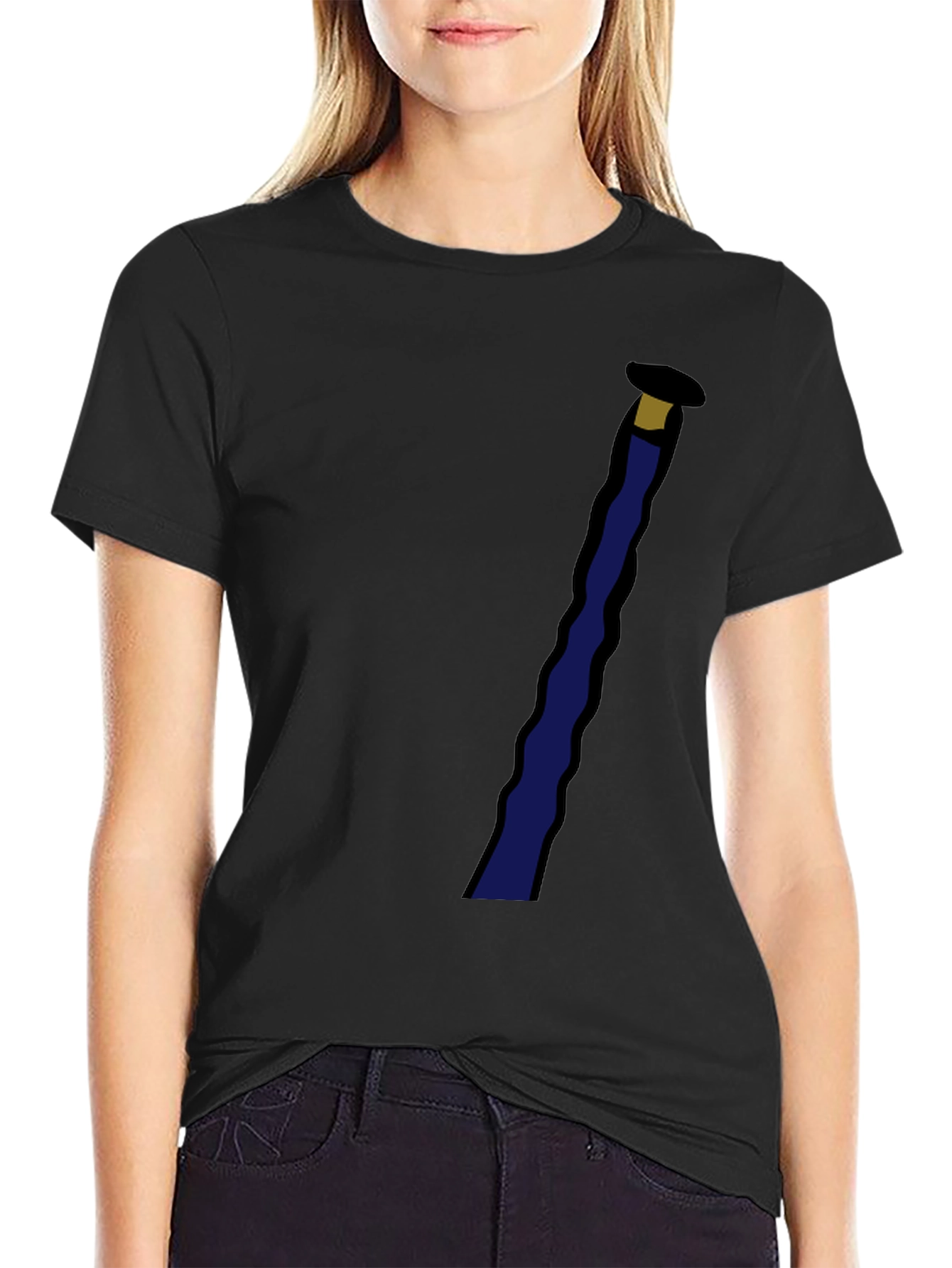 Black Novelty Black T-Shirt with Staff Graphic view 2