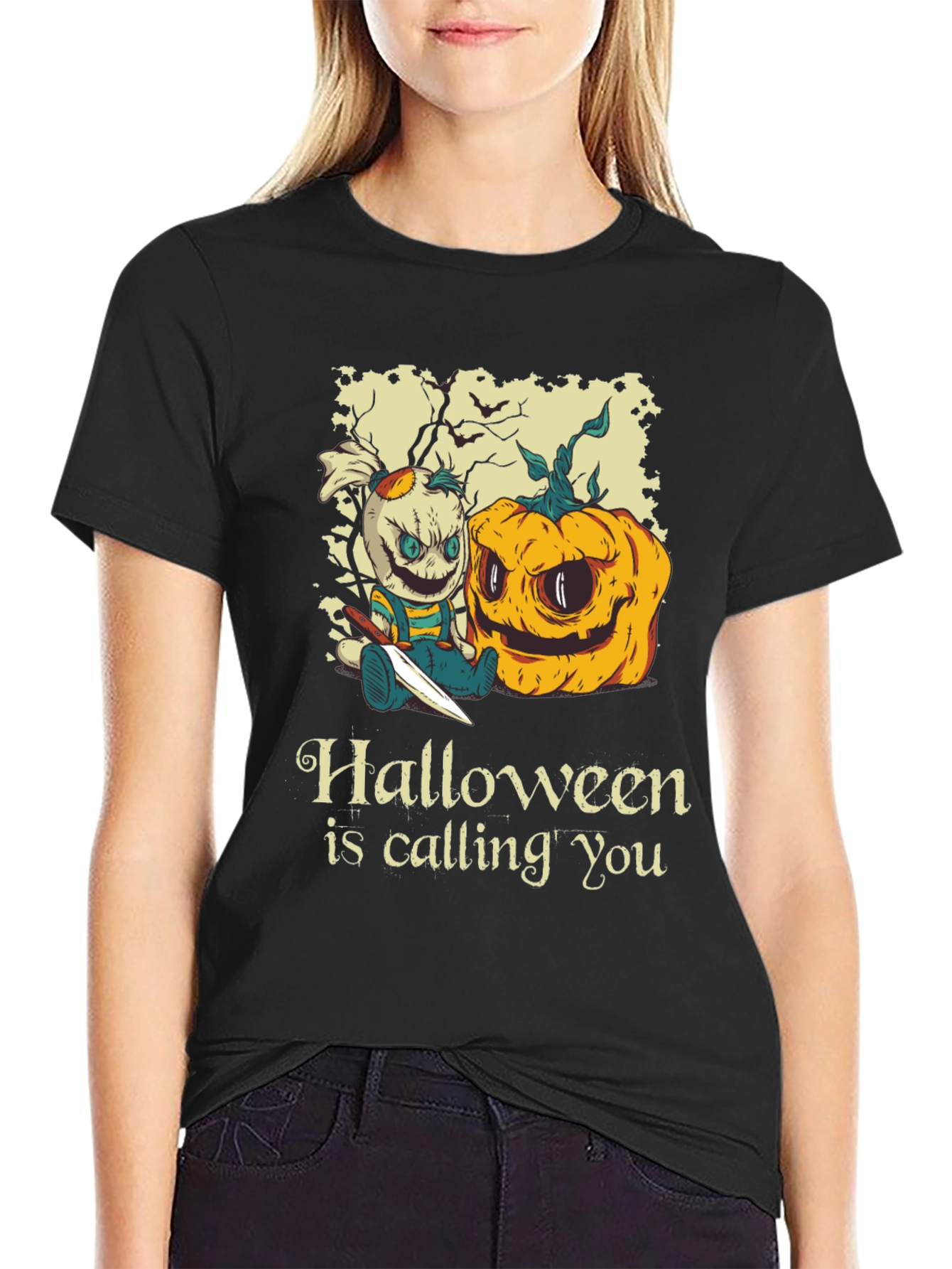 Black Halloween is Calling You T-Shirt view 2