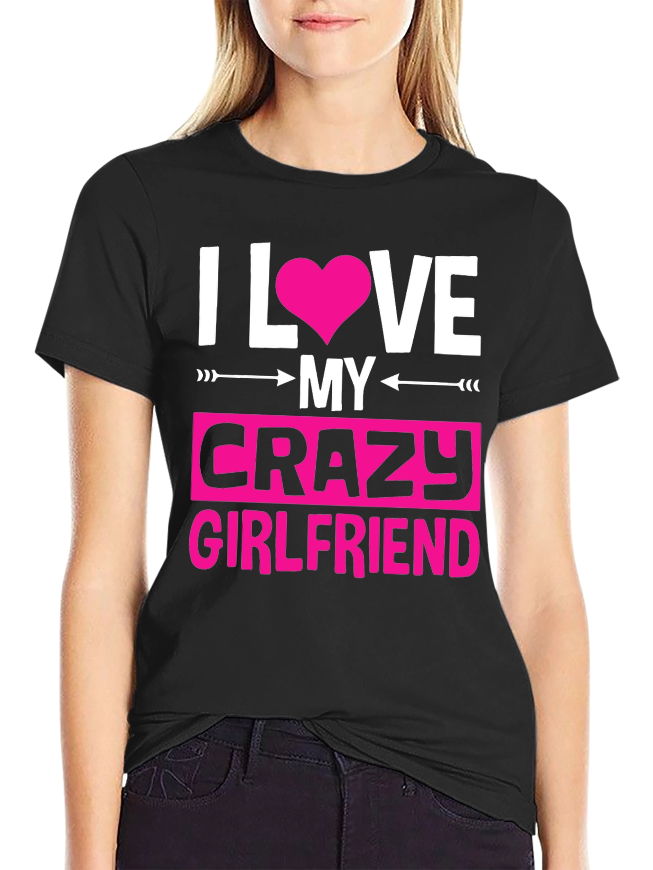 Black I Love My Crazy Girlfriend Graphic Tee view 2