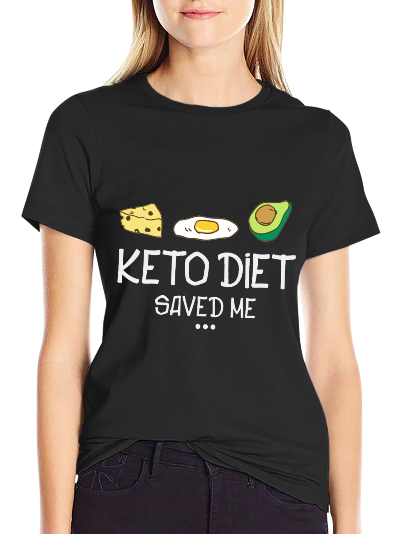Black Keto Diet Saved Me Graphic T-Shirt - Black view 2