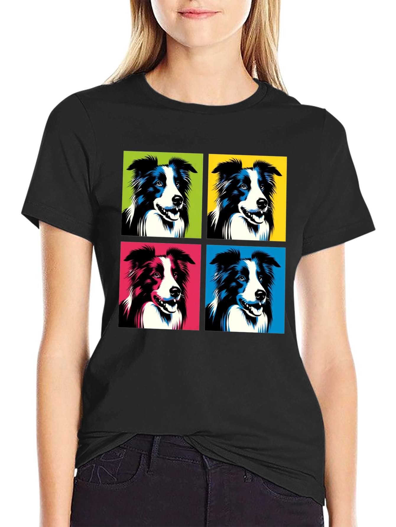 Black Pop Art Dog T-Shirt - Bold Graphic Tee view 2