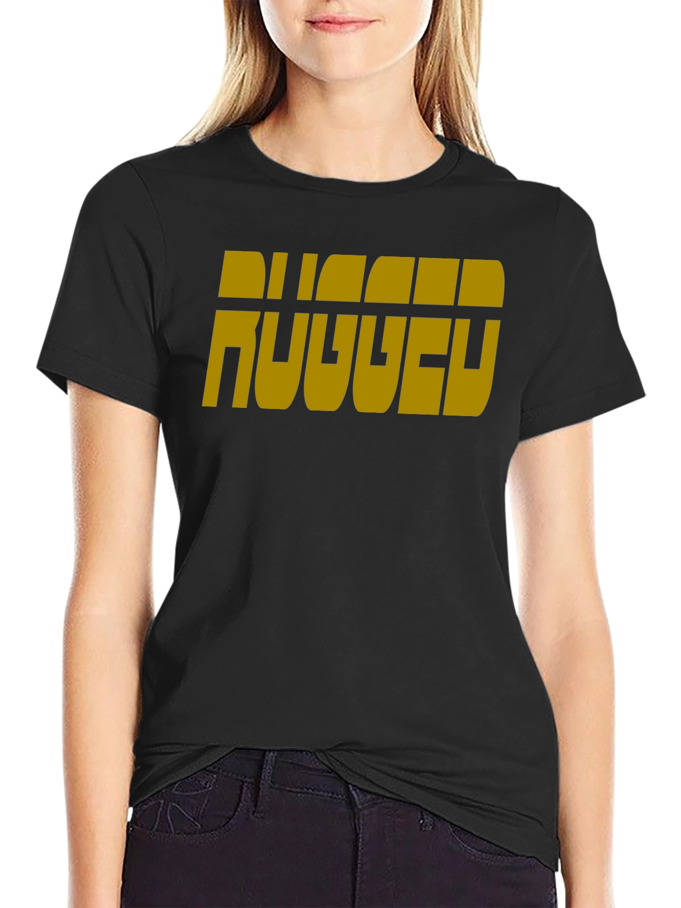 Black Rugged Graphic Tee - Black Short Sleeve Crew Neck view 2