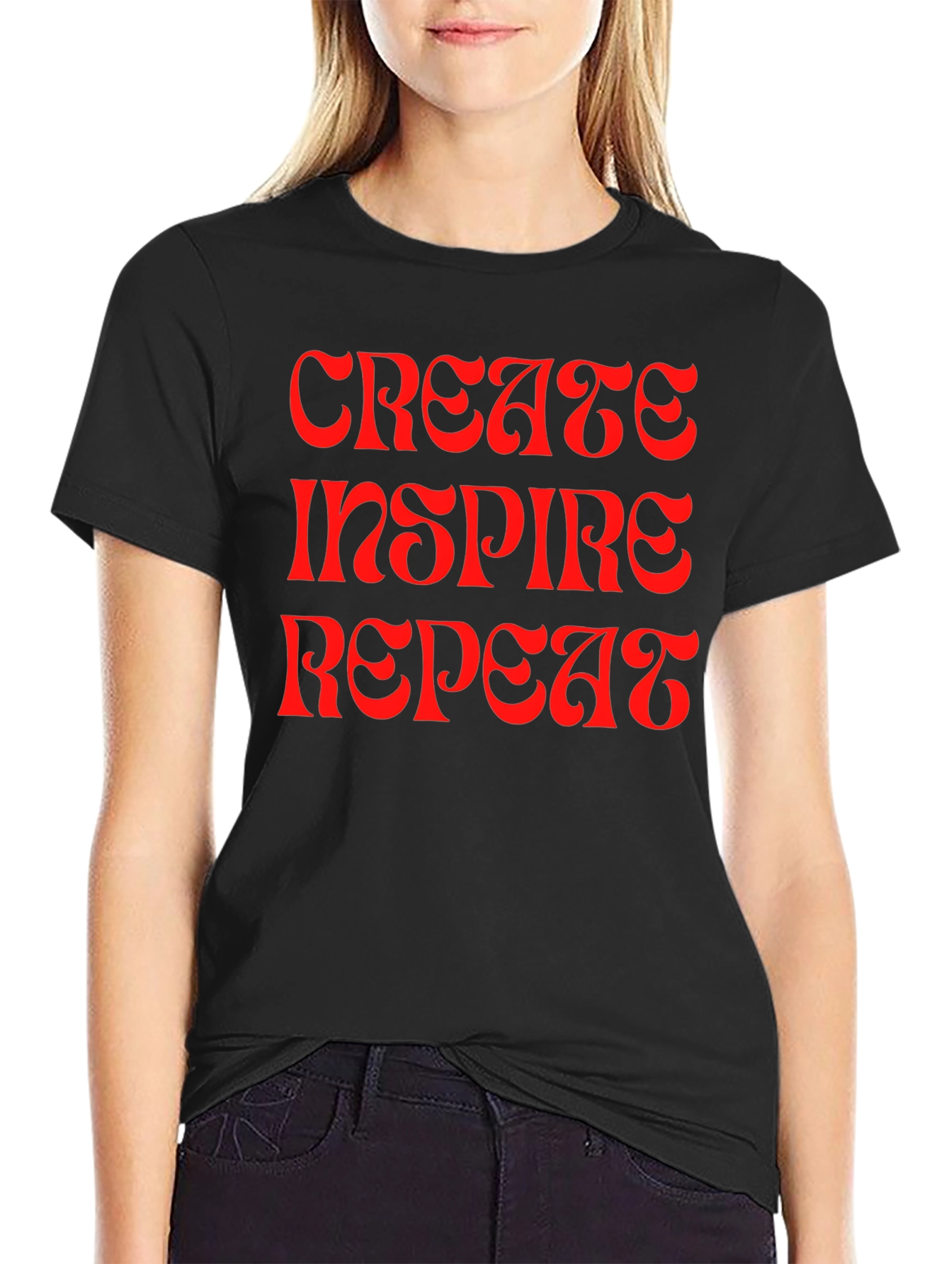 Black Create Inspire Repeat Graphic Tee view 2