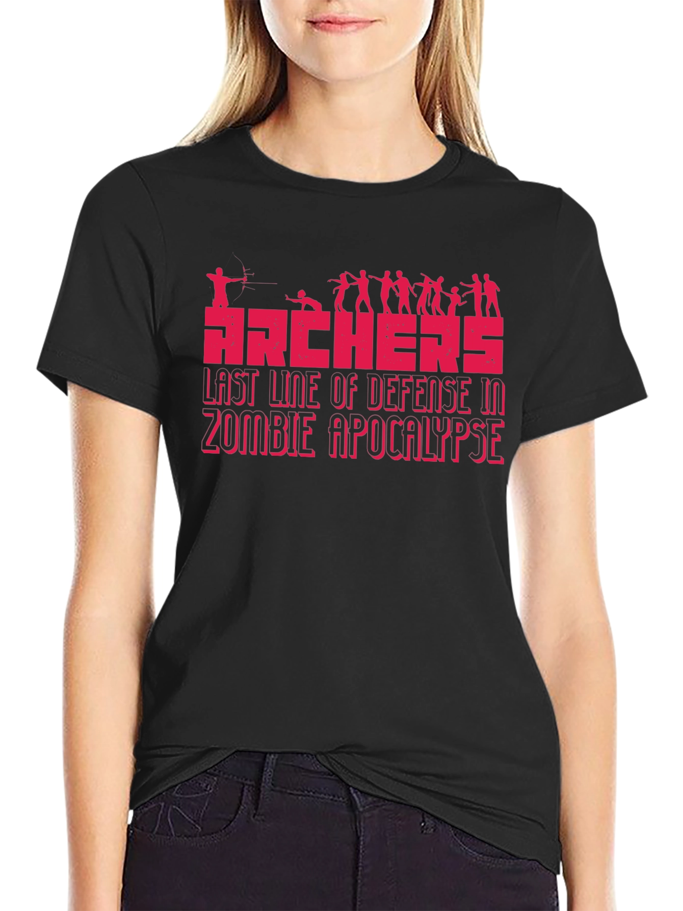 Black Archers Last Line of Defense Zombie Apocalypse T-Shirt view 2