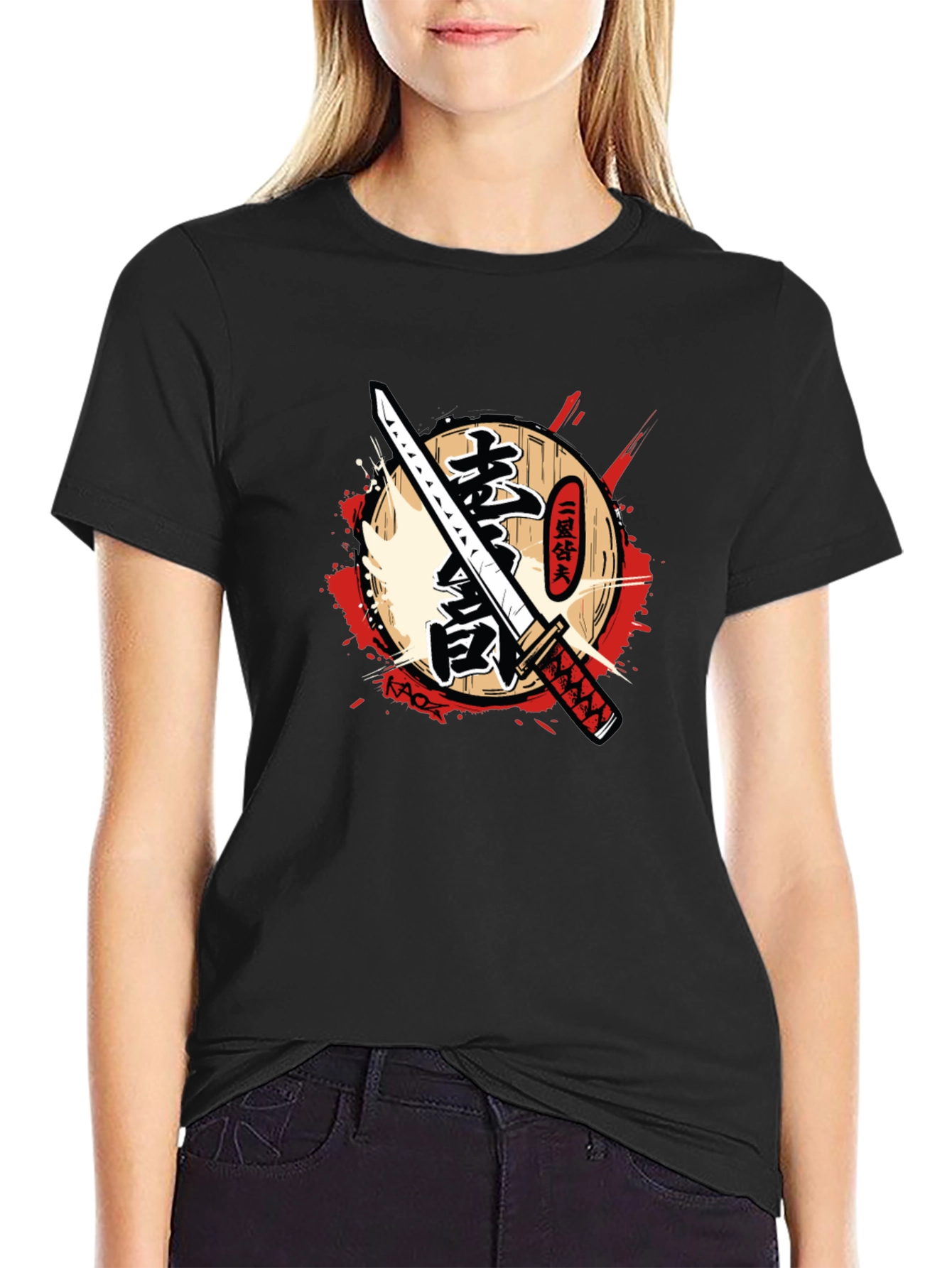 Black Samurai Katana Graphic T-Shirt view 2