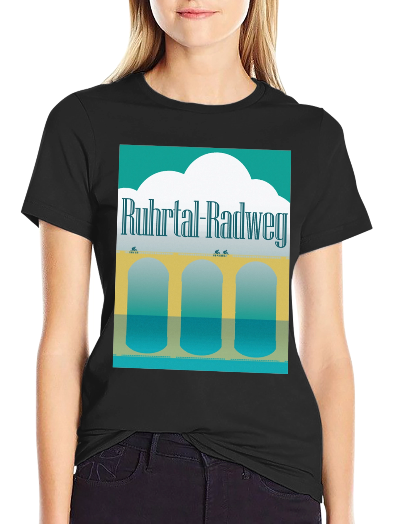 Black Ruhtal Radweg Graphic Tee - Cycling Tour Shirt view 2