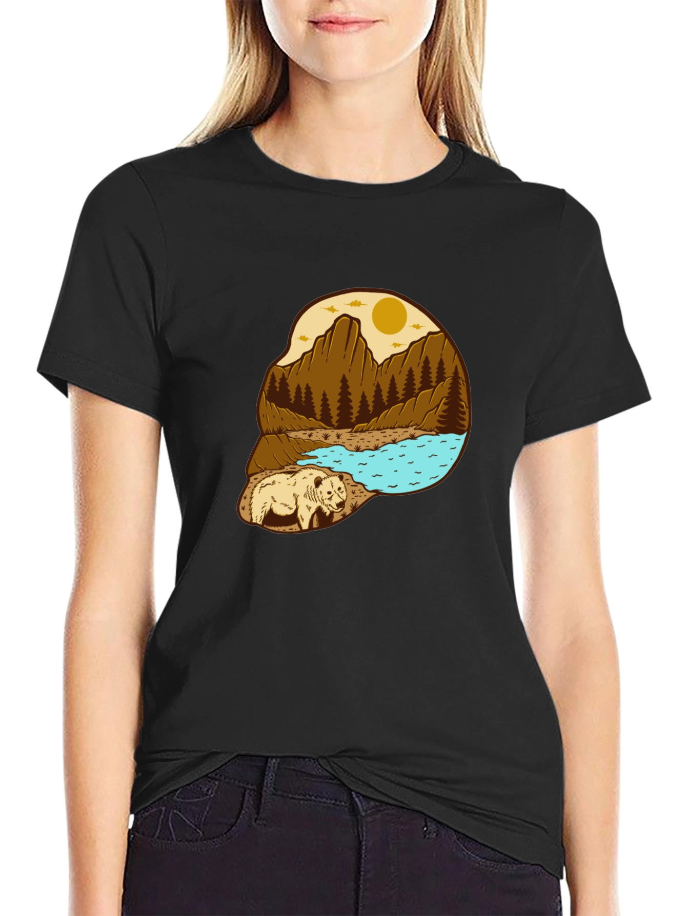 Black Bear Mountain Scene Graphic Tee view 2