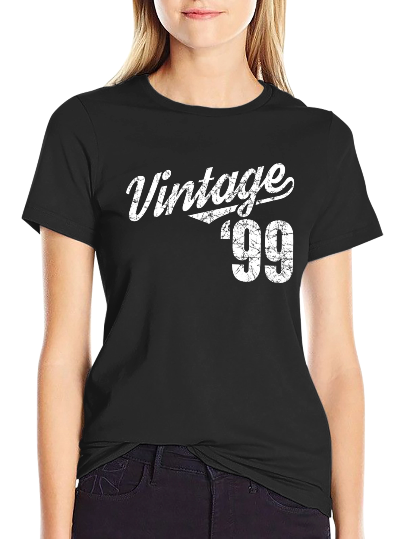 Black Vintage 99 T-Shirt - Classic Retro Style view 2