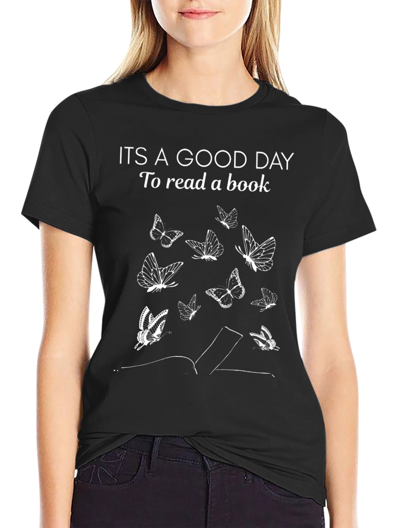 Black It's A Good Day To Read A Book Tee view 2