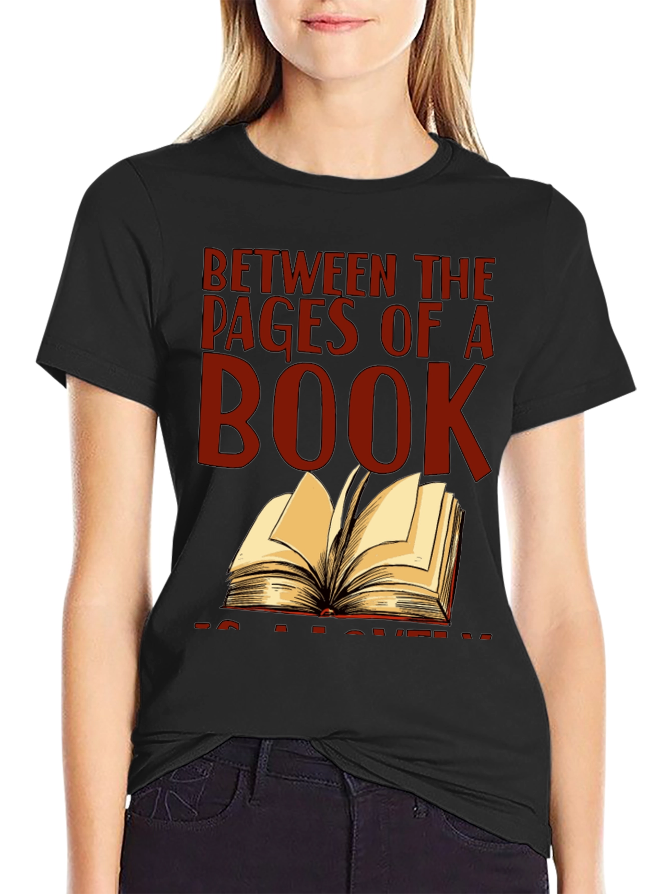 Black Bookworm T-Shirt: Between the Pages of a Book view 2