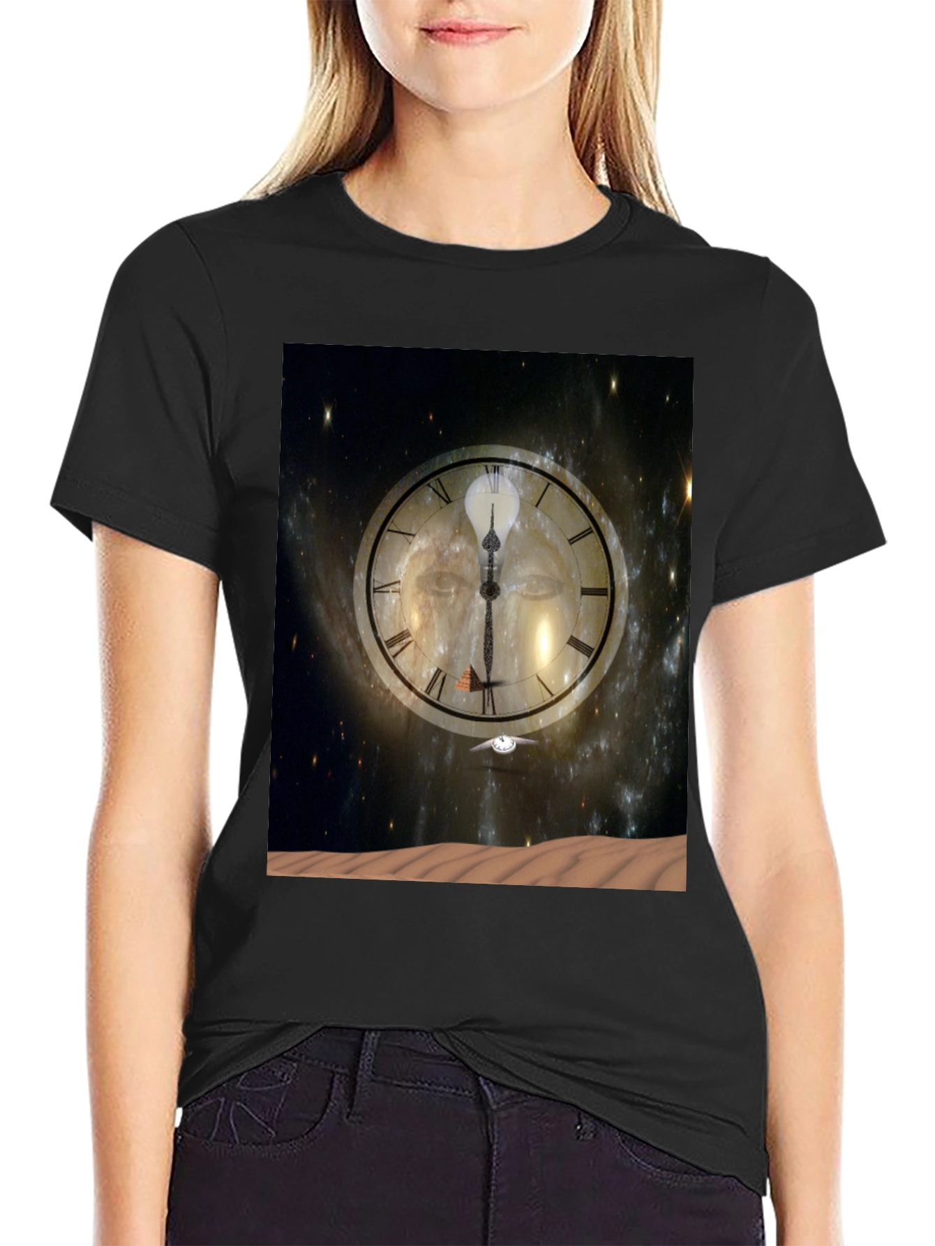 Black Time & Space Graphic Tee - Black Cotton Comfort view 2