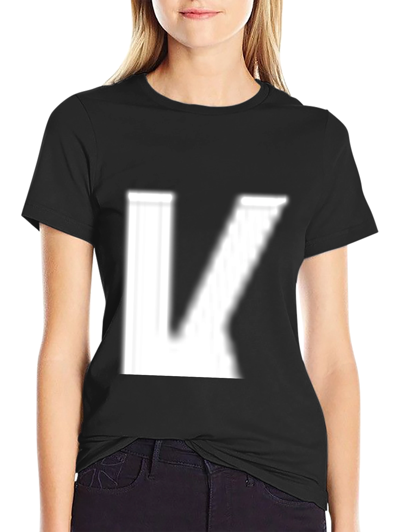 Black Letter K Graphic Print Tee - Modern Style view 2