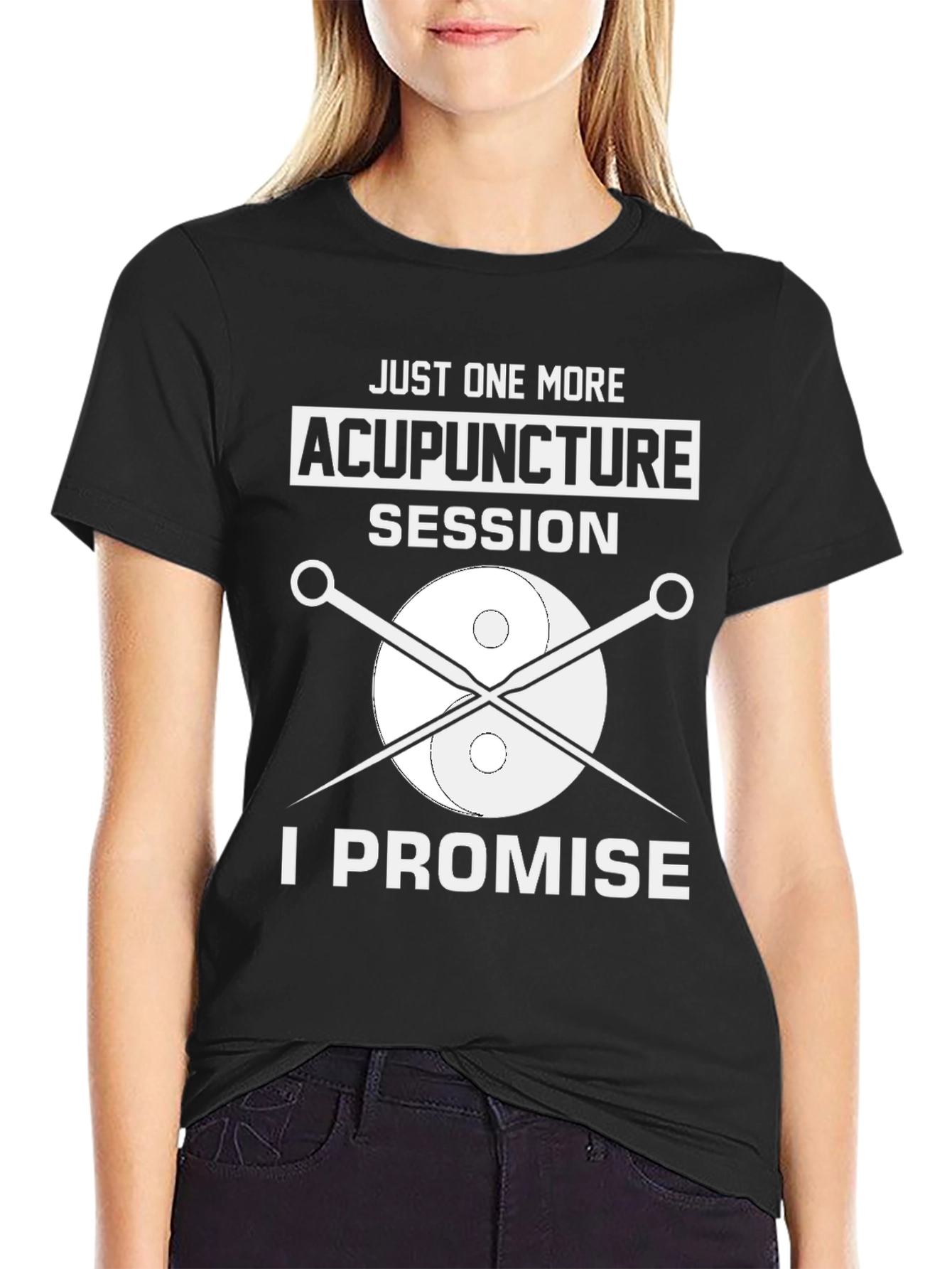 Black Acupuncture Session T-Shirt: Funny Graphic Tee for Health Lovers view 2