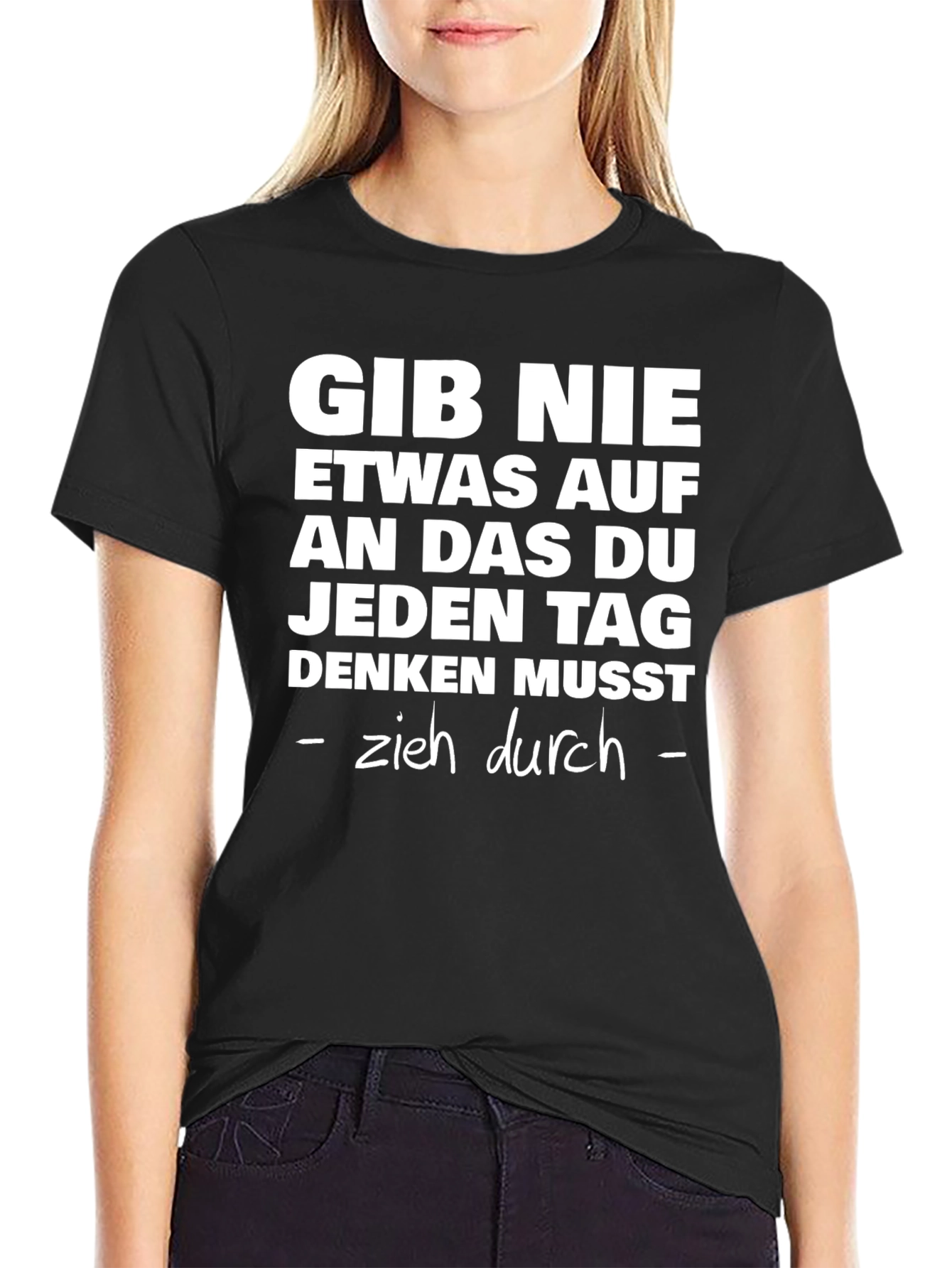 Black Motivational German Quote T-Shirt view 2