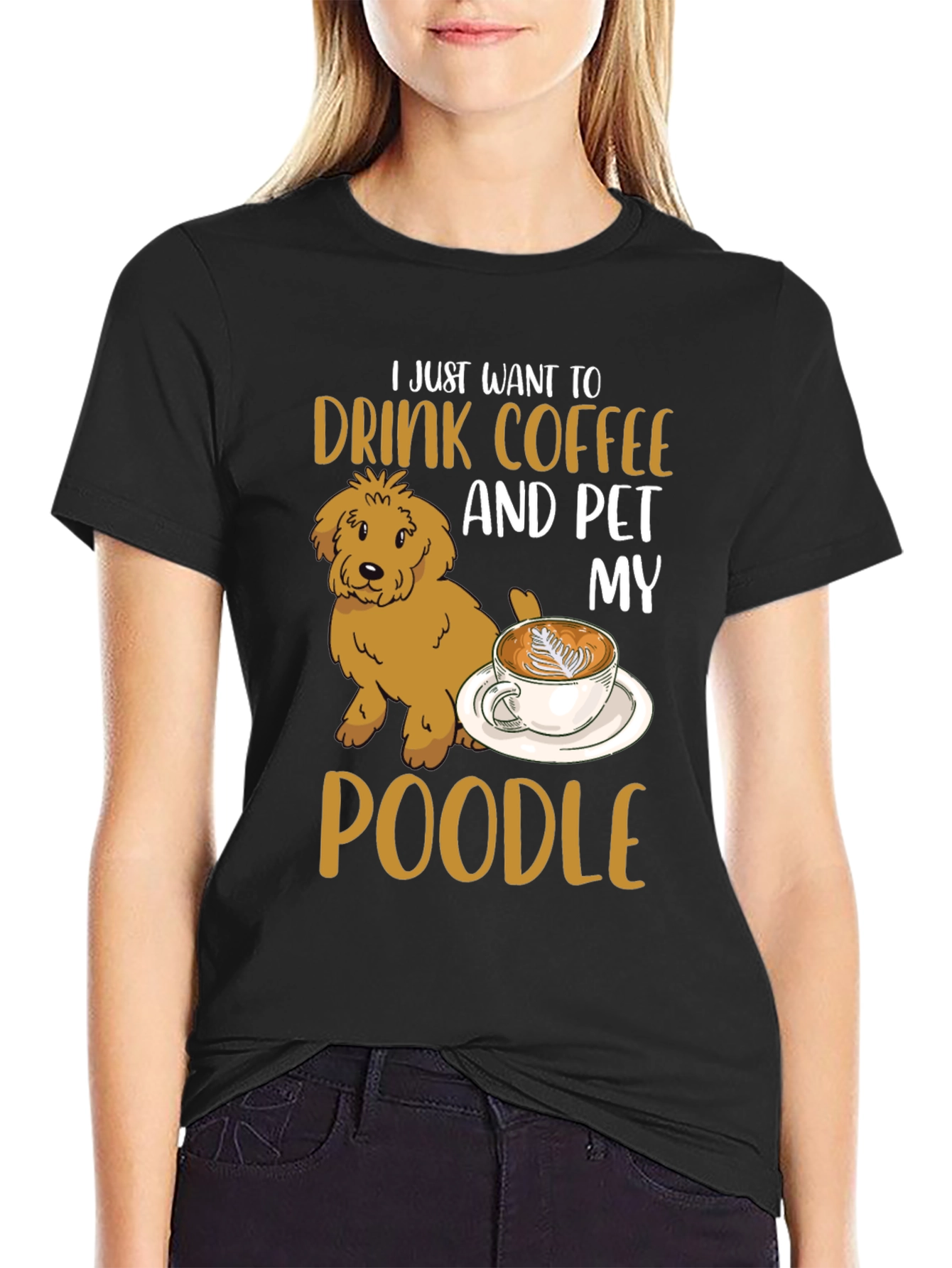 Black Drink Coffee & Pet My Poodle T-Shirt view 2