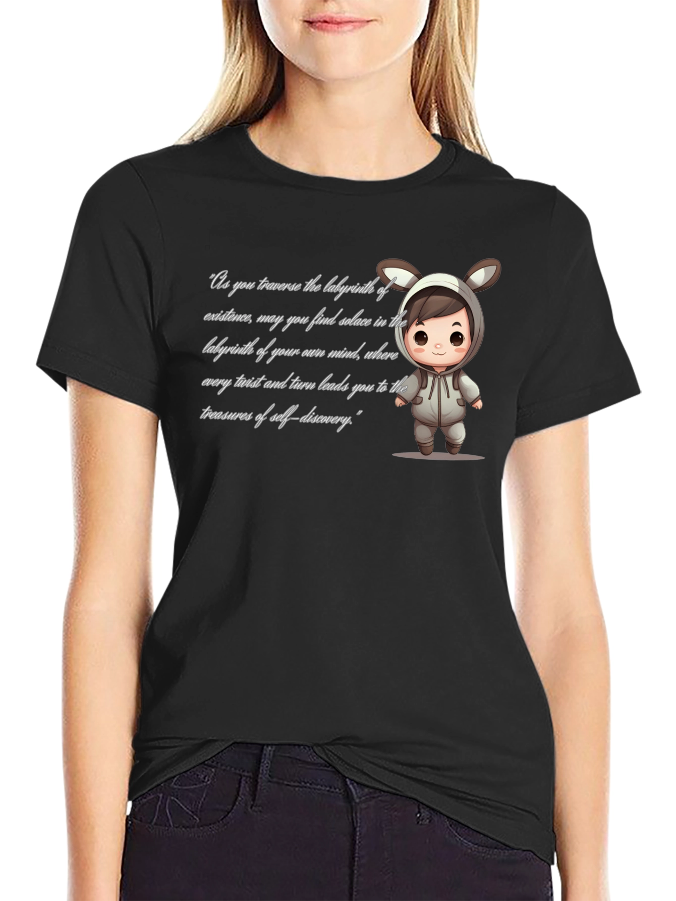 Black Labyrinth of Mind Graphic T-Shirt view 2