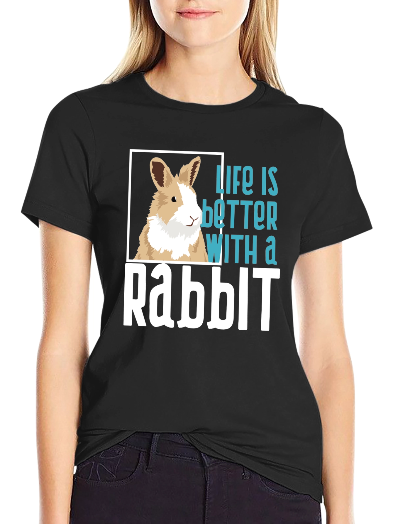 Black Life is Better with a Rabbit T-Shirt view 2