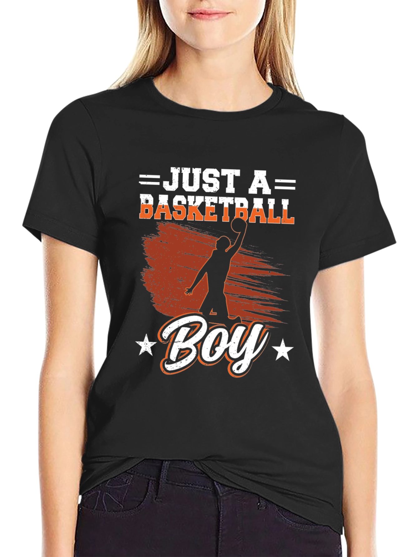 Black Basketball Boy Graphic Tee - Sporty Casual Shirt view 2