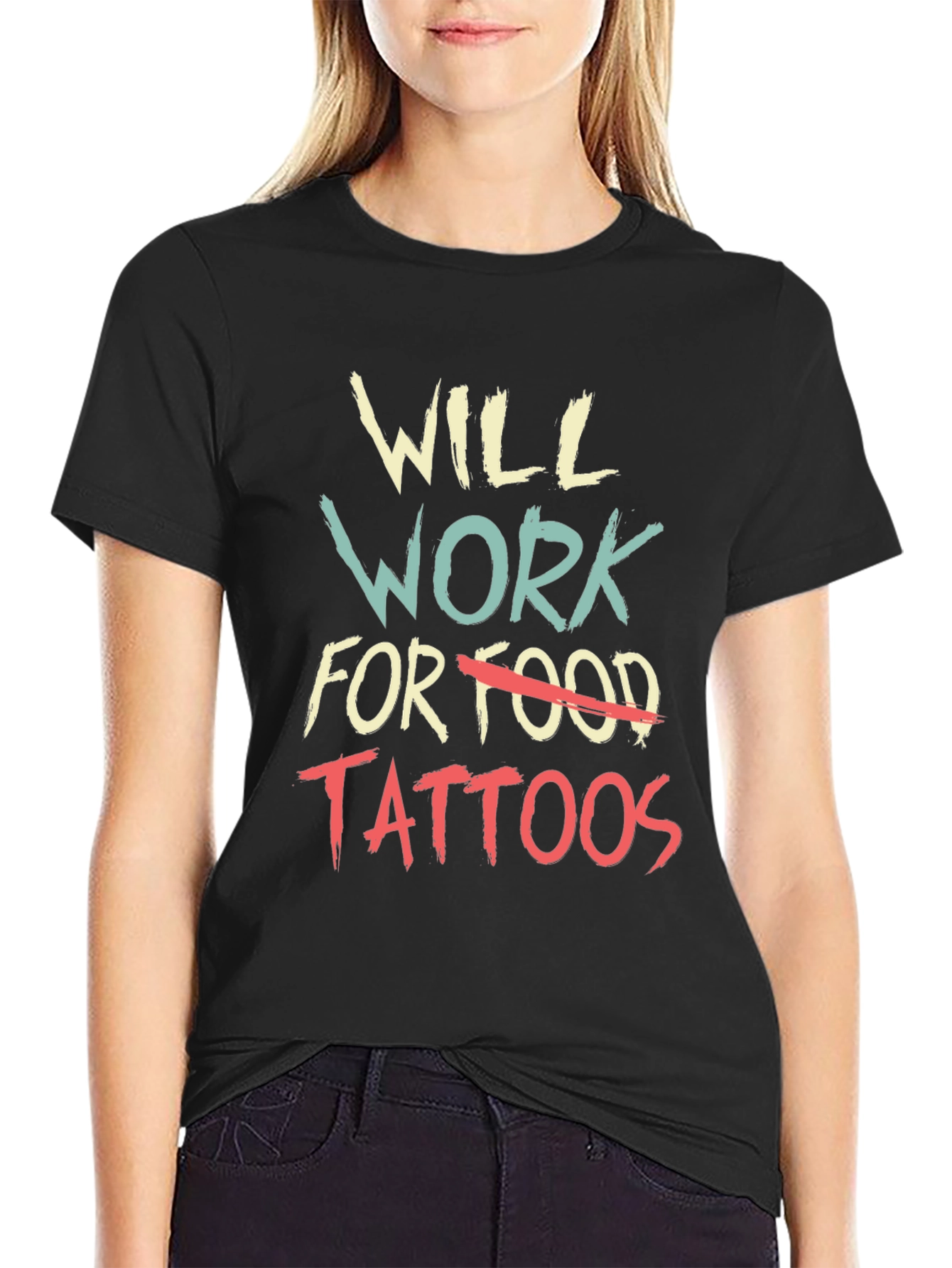 Black Will Work for Tattoos Graphic Tee view 2