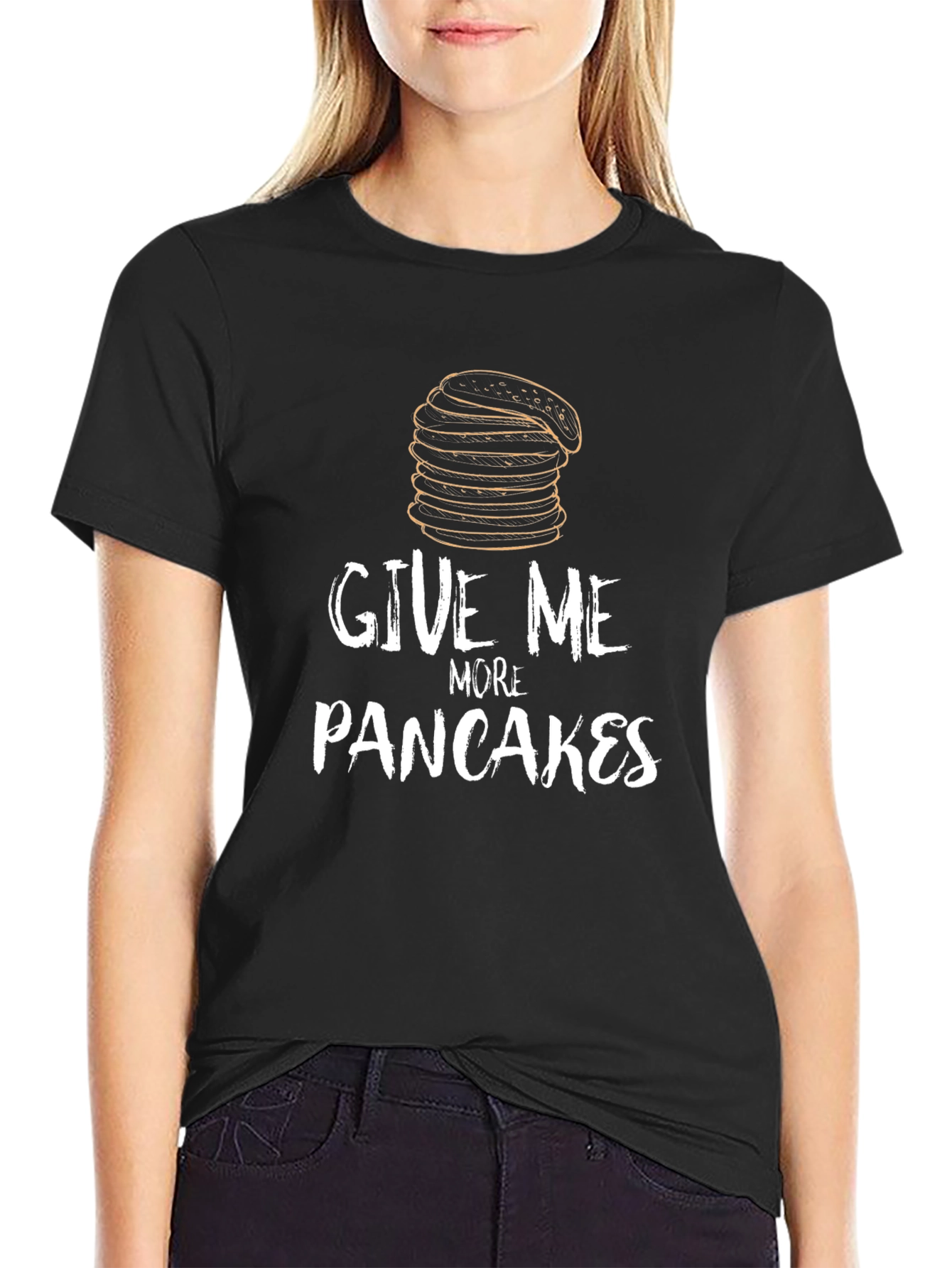 Black Give Me More Pancakes Black Graphic Tee view 2