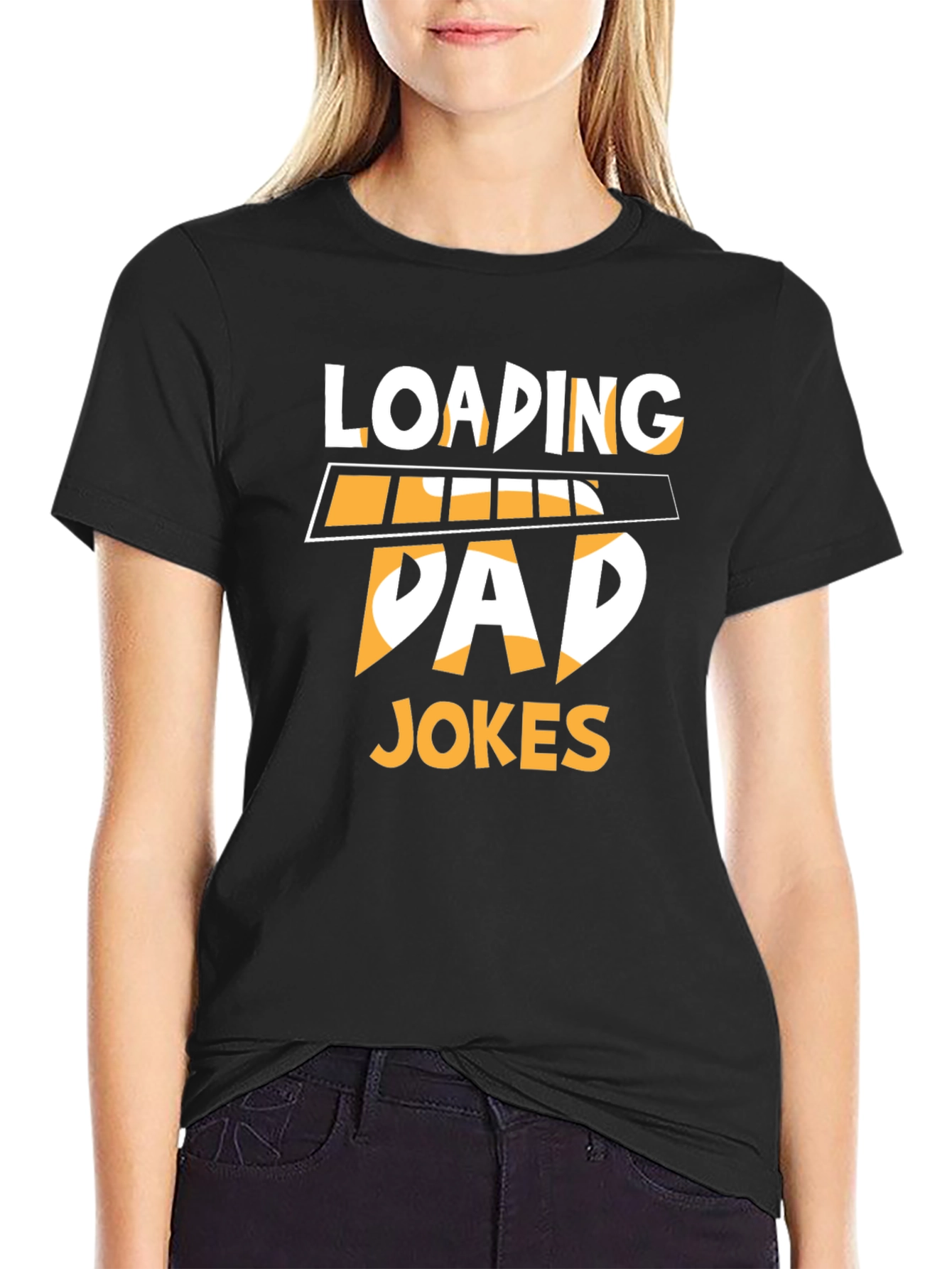 Black Loading Dad Jokes Funny Graphic T-Shirt view 2