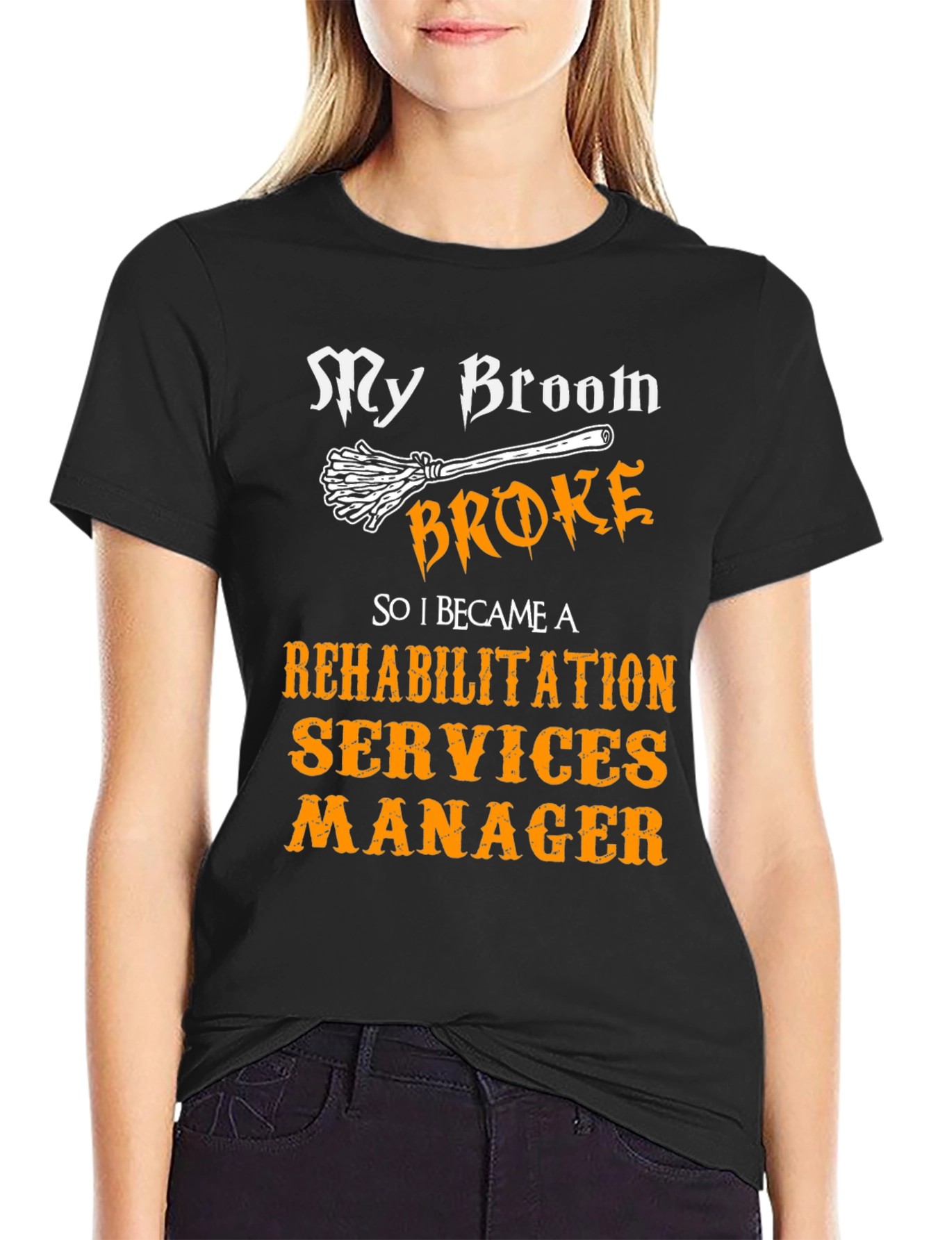 Black Rehabilitation Services Manager Halloween T-Shirt view 2