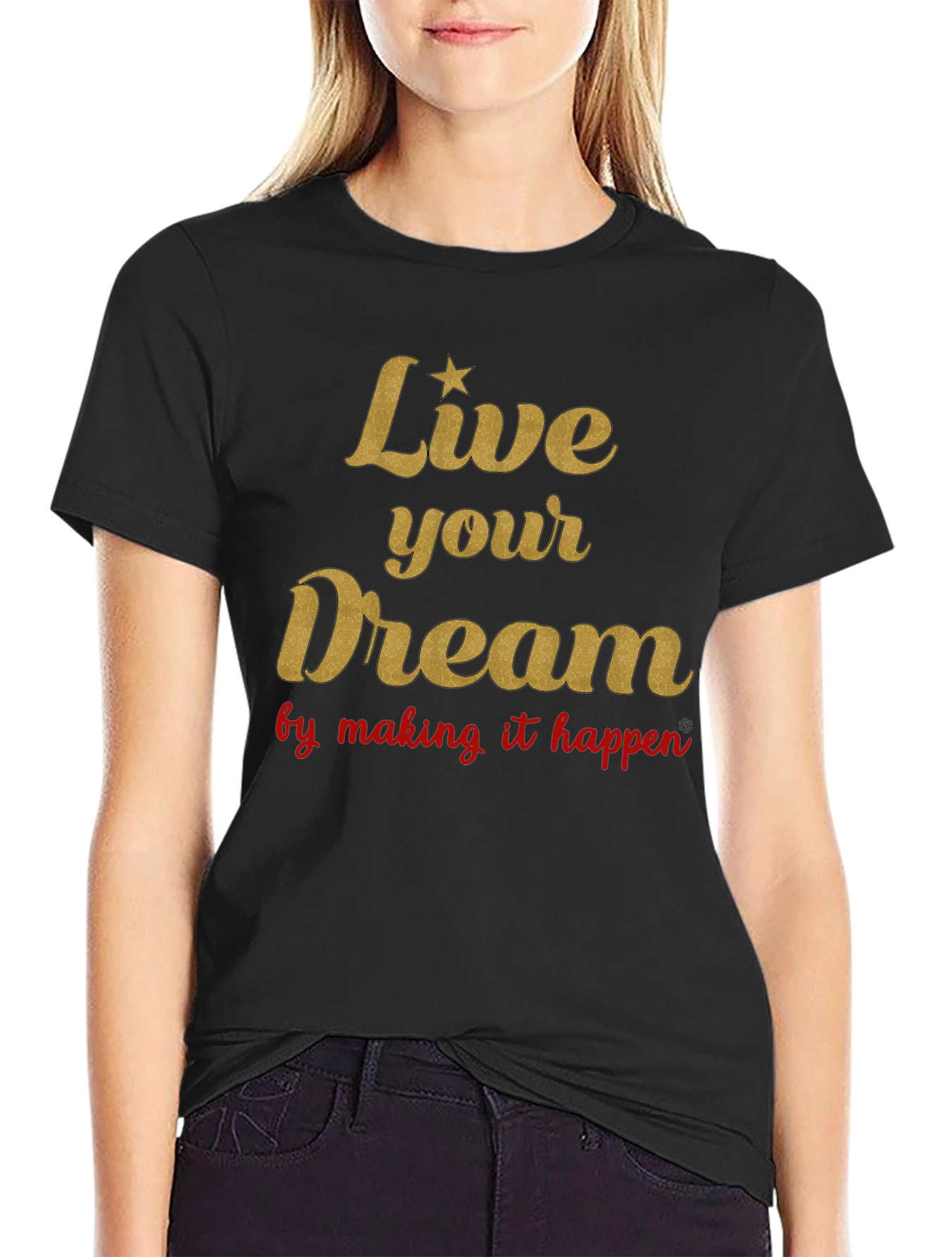 Black Live Your Dream Graphic Tee - Black view 2