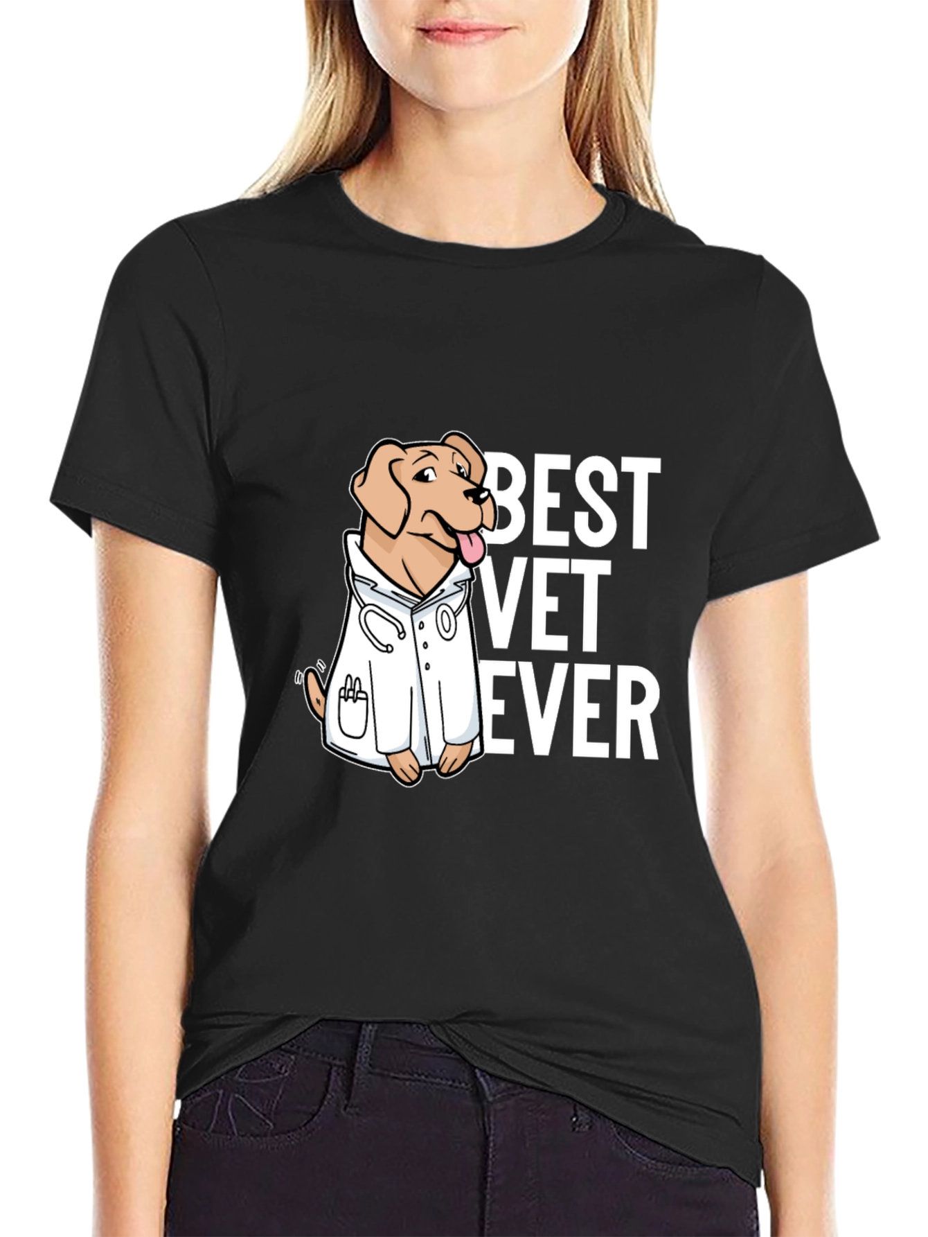 Black Best Vet Ever T-Shirt Dog Lover view 2