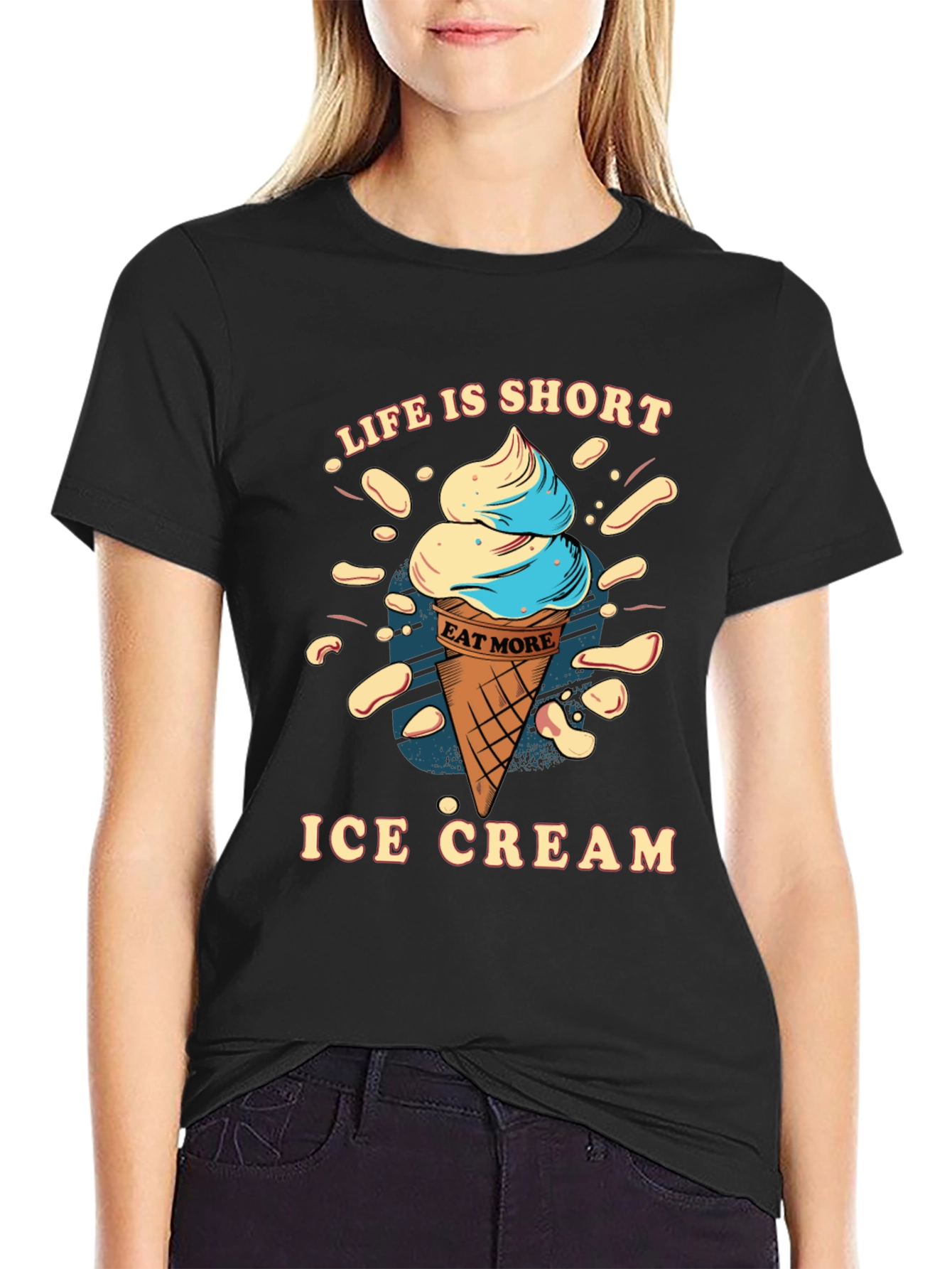 Black Life is Short Eat More Ice Cream T-Shirt view 2