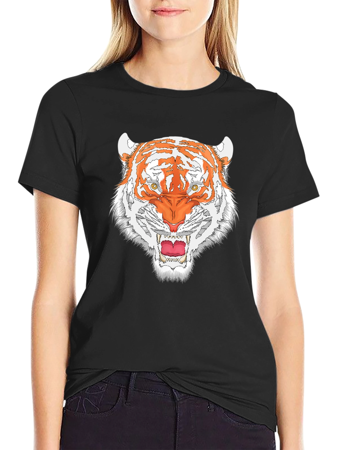 Black Bold Tiger Graphic Tee - Black view 2