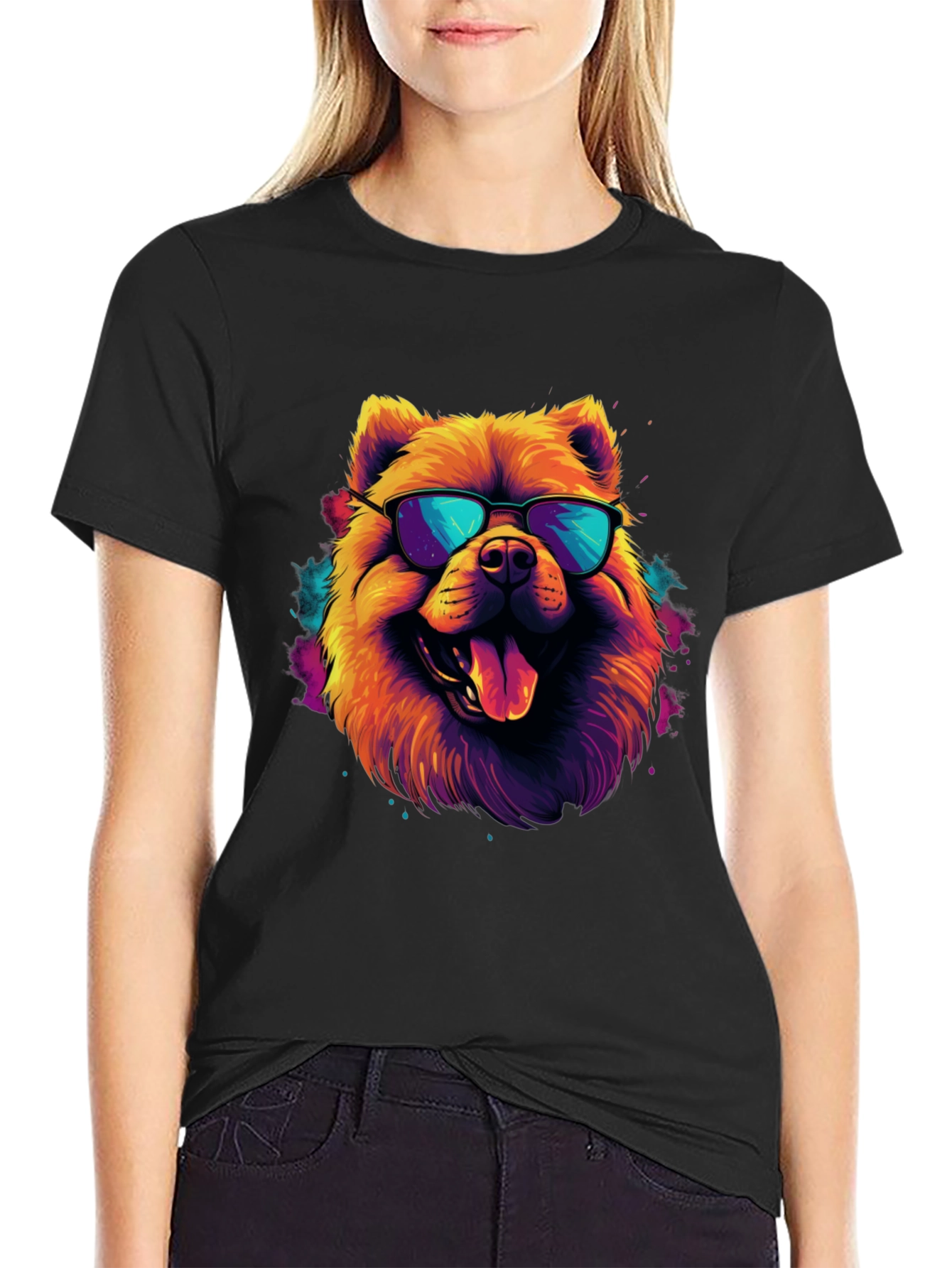 Black Cool Dog Graphic Tee - Funky Style view 2