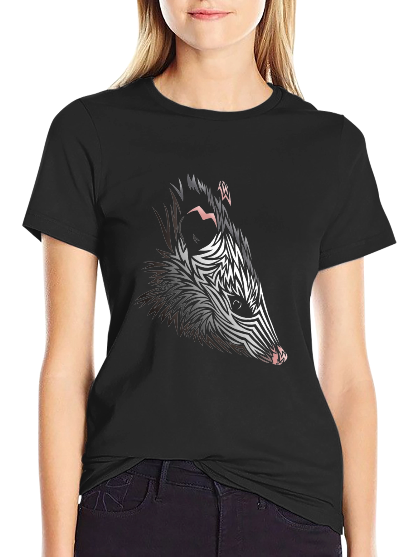 Black Opossum Graphic Black T-Shirt view 2