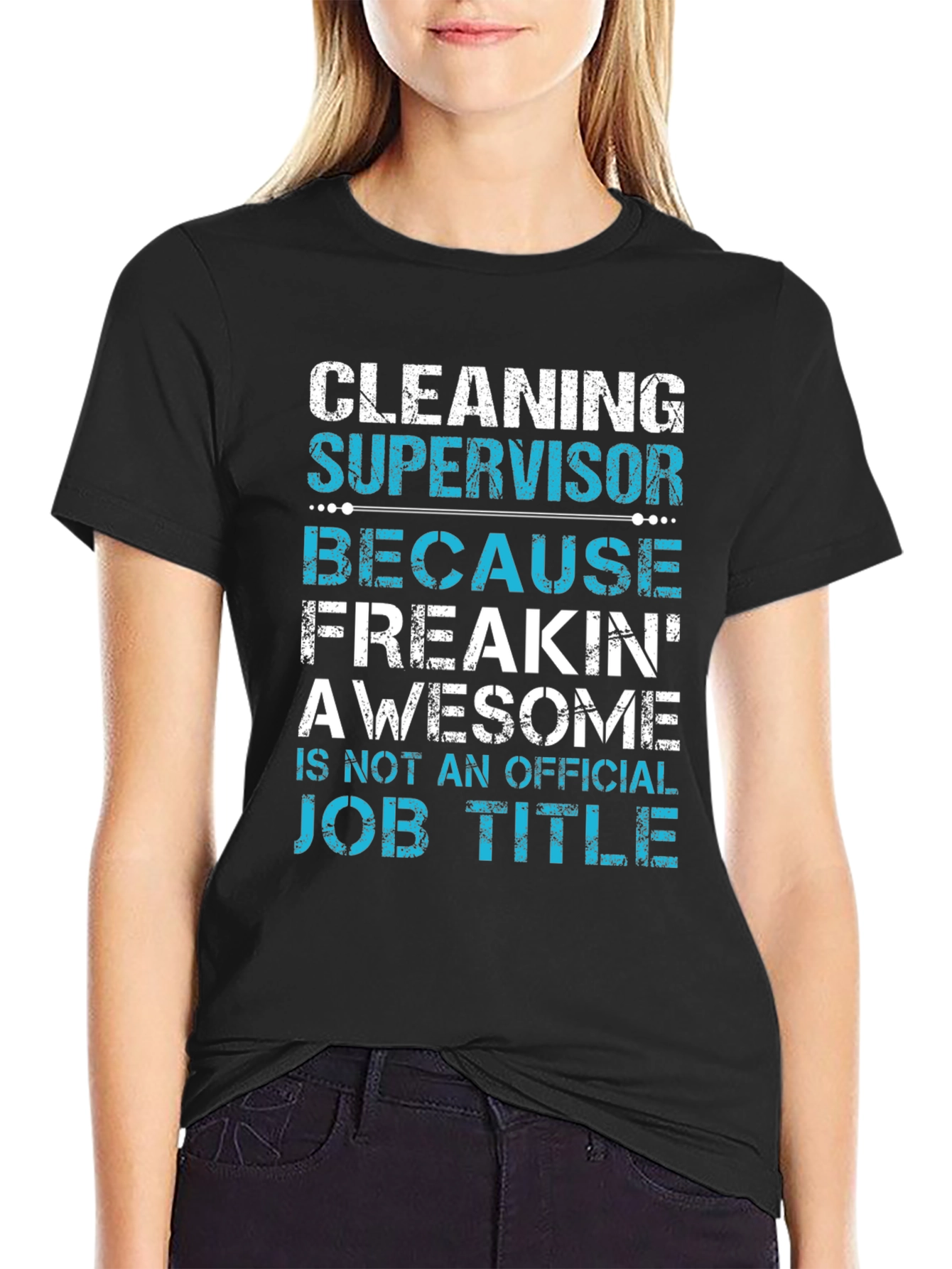 Black Cleaning Supervisor Funny Graphic T-Shirt view 2