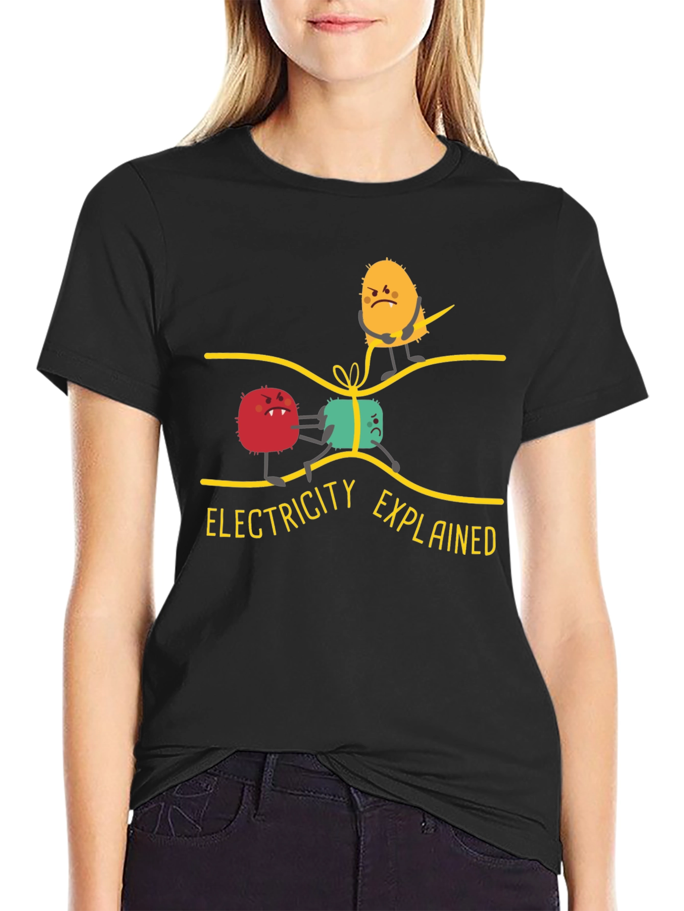 Black Electricity Explained Graphic Tee view 2