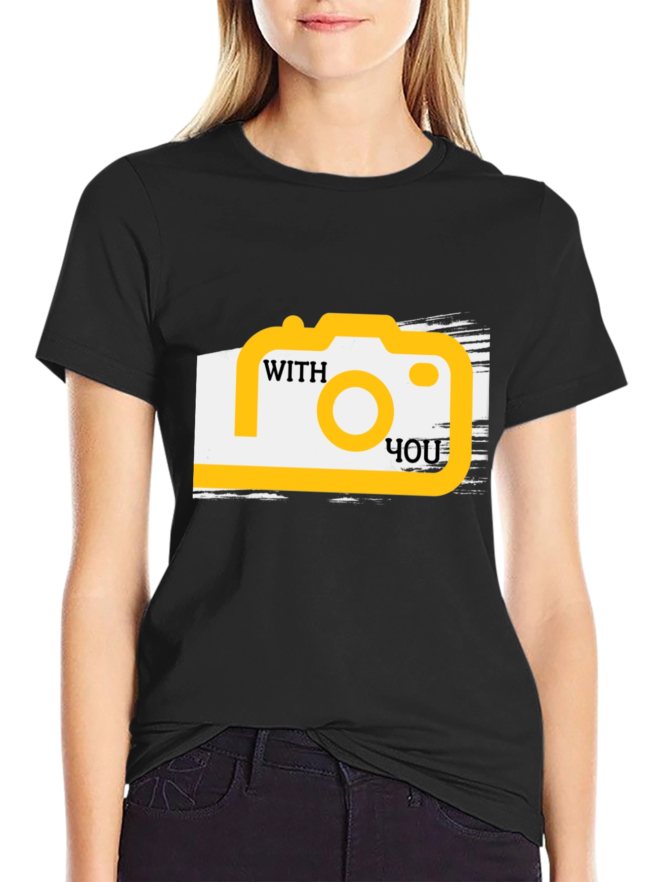 Black With You Camera Graphic Tee view 2