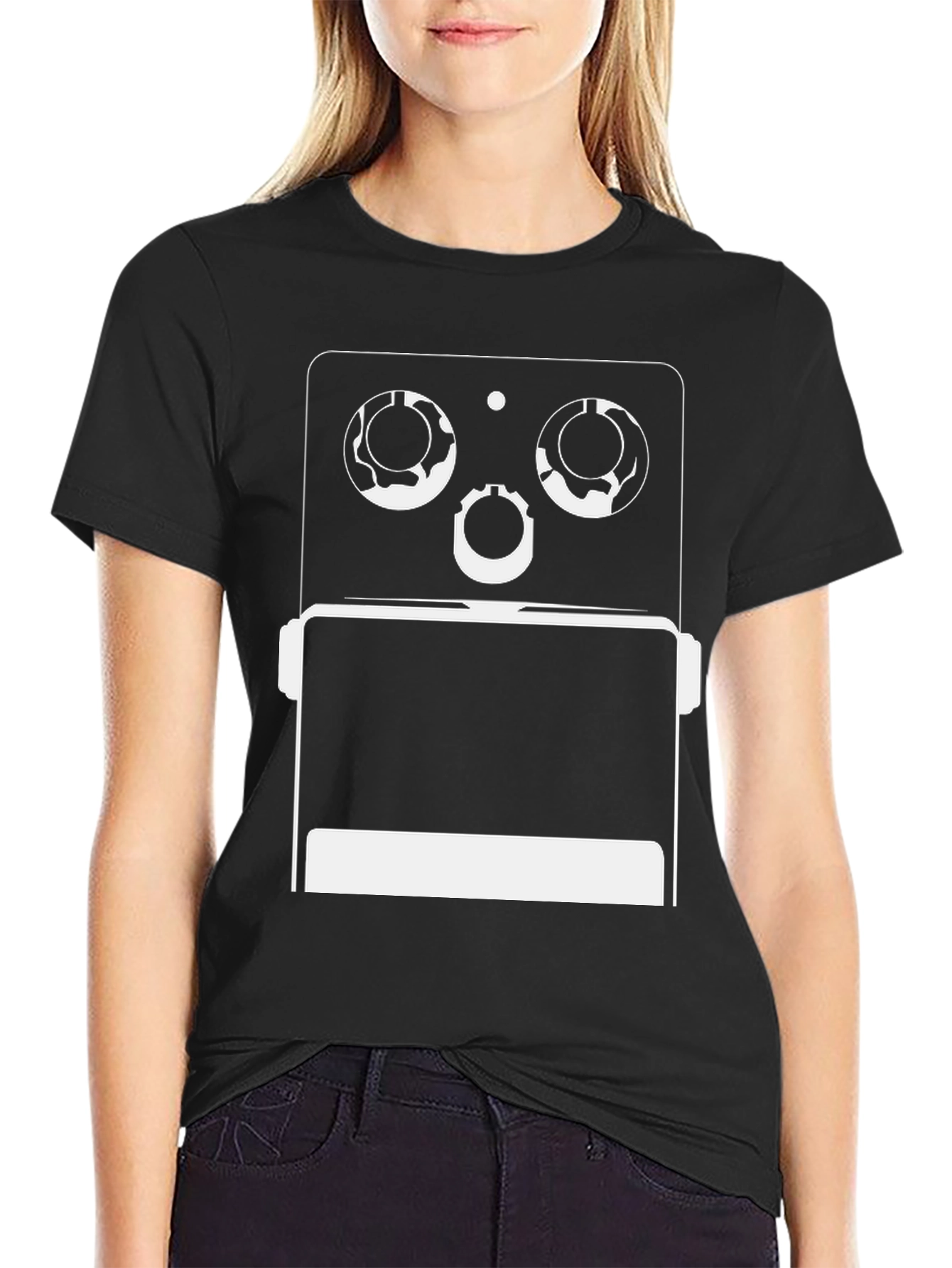Black Geometric Robot Graphic Tee - Modern Style view 2