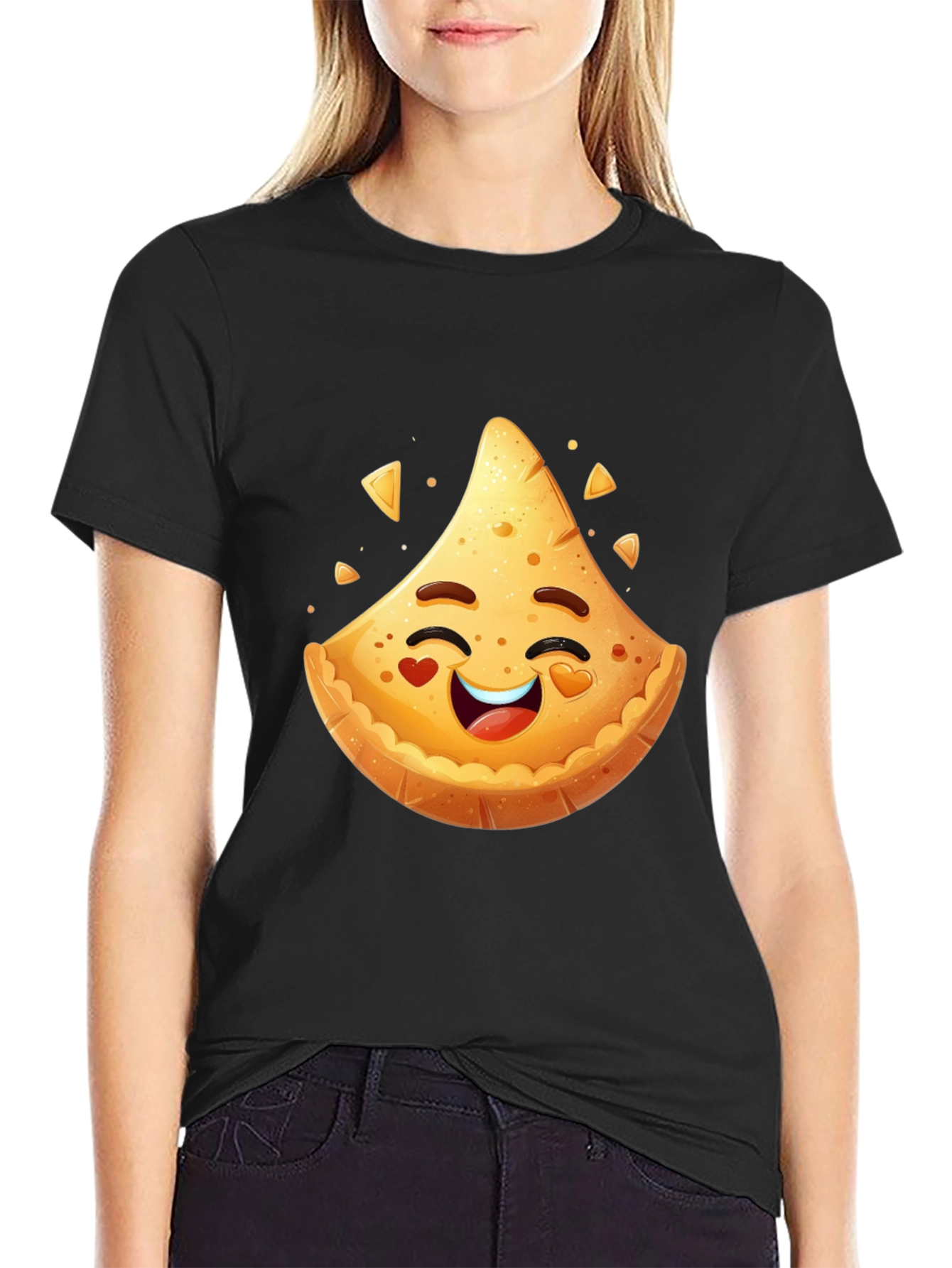Black Cute Empanada Graphic Tee - Black Comfort Fit T-Shirt view 2