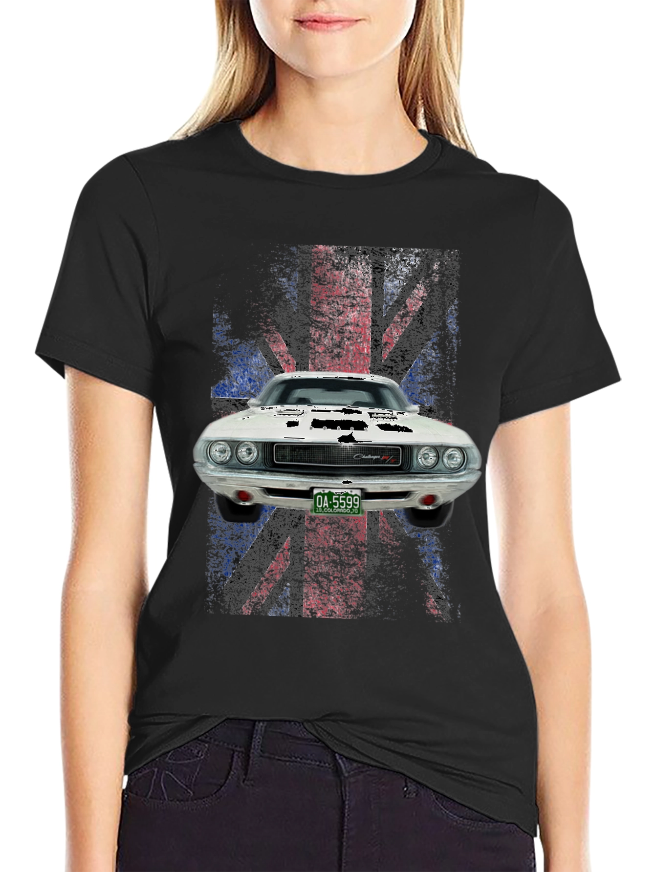 Black Vintage Muscle Car T-Shirt view 2