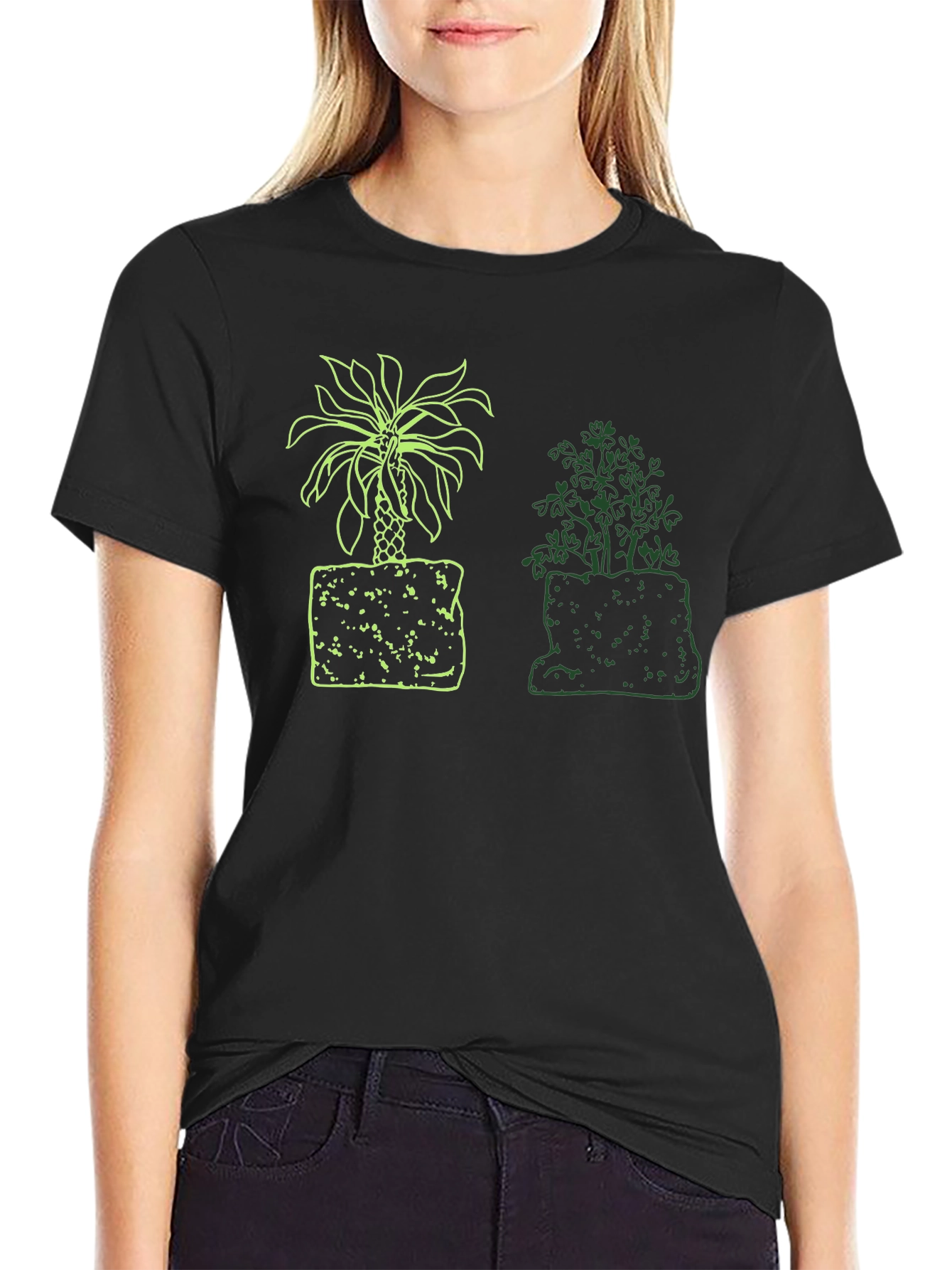 Black Palm & Shrub Graphic Black T-Shirt view 2