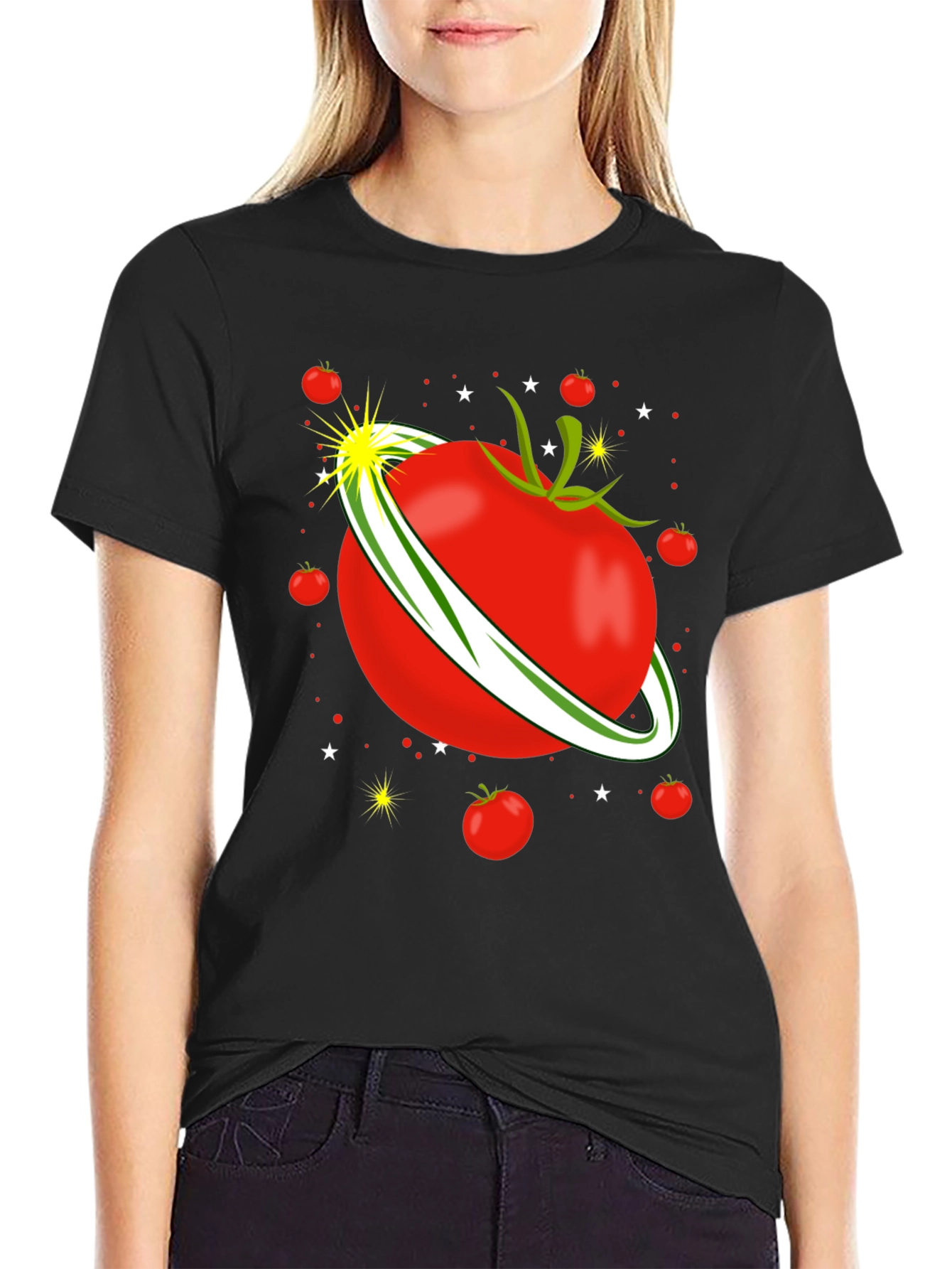 Black Tomato Planet Graphic T-Shirt view 2