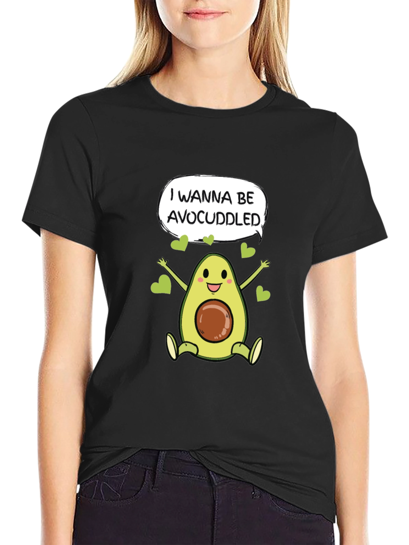 Black Avocuddled T-Shirt - Funny Avocado Graphic Tee view 2